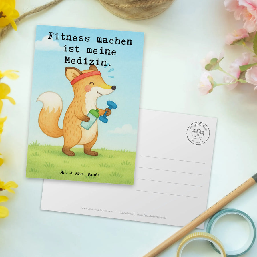 Postkarte Fuchs Fitness Design