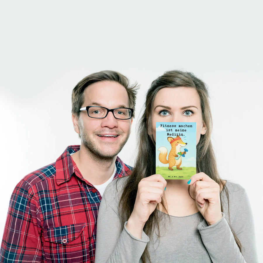 Postkarte Fuchs Fitness Design