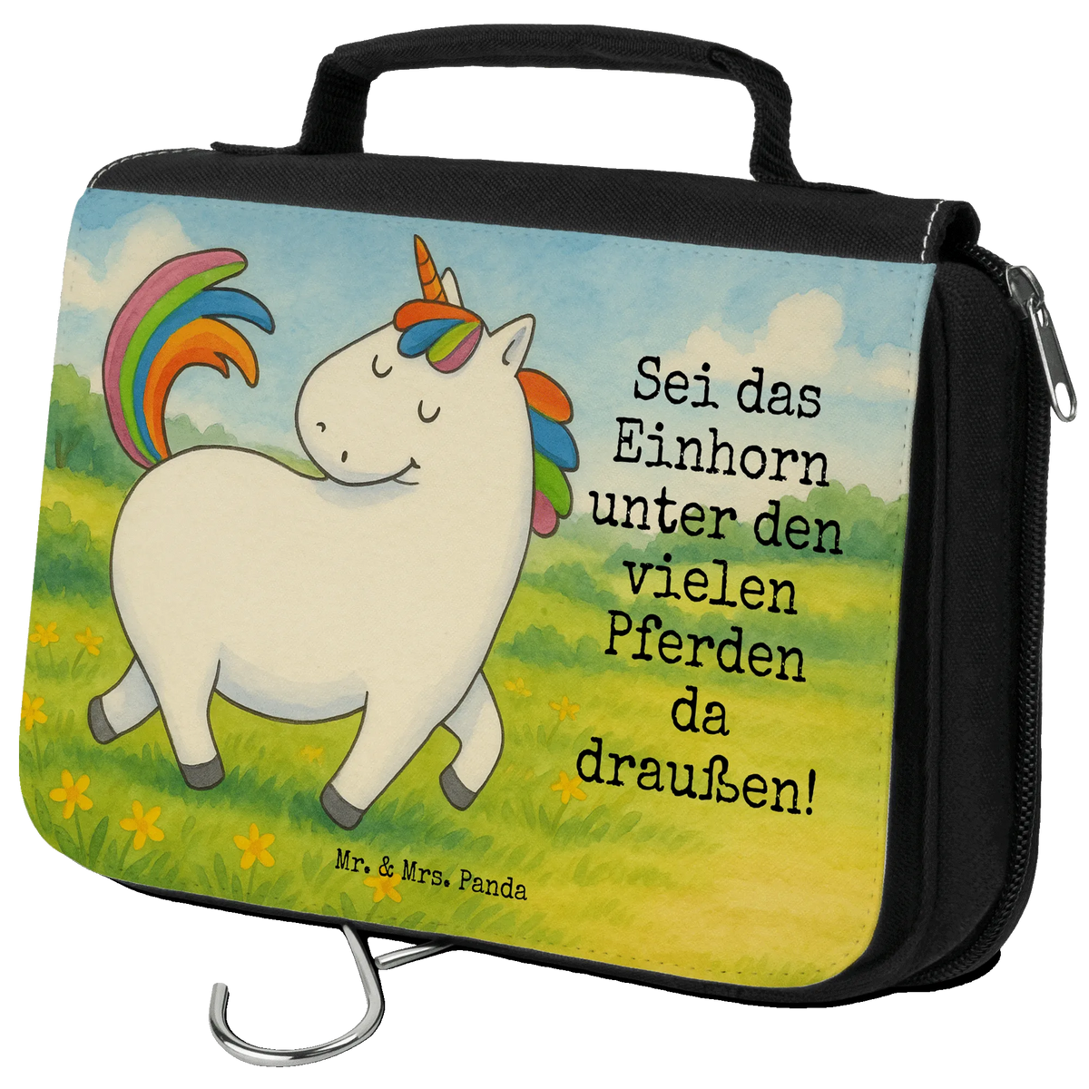 Kulturbeutel Einhorn Stolzieren Design Necessaire, Kulturbeutel, Kulturtasche, kosmetiktäschchen, Reisebeutel, beautycase, beauty case, badtasche, Toilettentasche, Make-Up Tasche, Schminktasche, Reise-Kulturtasche, kulturtäschchen, Schminkbeutel, Kosmetikbeutel, hygienebeutel, duschbeutel, Kosmetiktasche, hygienetasche, Waschbeutel, Waschtasche, Unicorn, Einhorn, Einhörner, Einhorn Deko, Freundin, Anders, Bunt, Geschenk, Stolz, Pferd, Reiten, Reiter