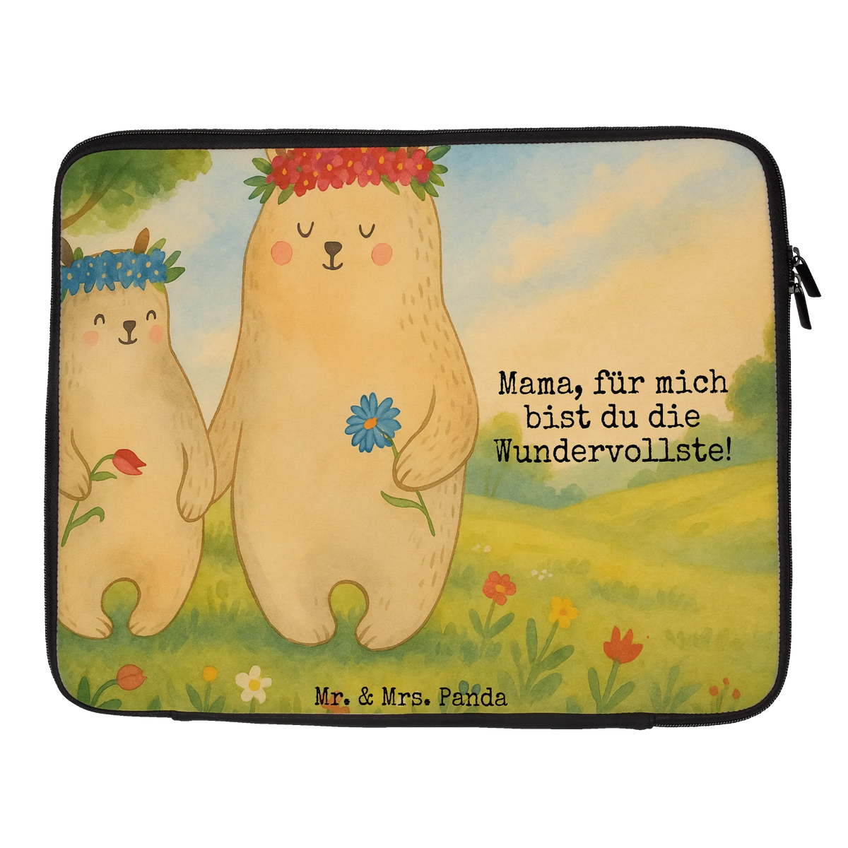 Notebook Tasche Bären mit Blumenkranz Design Notebook-Sleeve, Notebook Sleeve, Laptop-Hülle, Laptophülle, Notebooktasche, Laptop Tasche, Notebook Case, Laptop-Case, Notebook Hülle, Computertasche, Laptop Sleeve, Notebook-Case, Schutzhülle Laptop, Laptoptasche, Hülle Laptop, Schutzhülle Notebook, Notebookhülle, Tasche Laptop, Laptop-Sleeve, Laptop Case, Notebook Tasche, Laptop Hülle, Papa, Mama, Muttertag, Oma, Opa, Familie, Schwester, Bruder, Vatertag, Bär, Töchter, Tochter, Family, Geschenk Mama. Muttertag, Lieblingsmama, Mutti, Mami, Bären, Kind, Mutter, Vorbild, Kinder, Lieblingsmensch, Beste Mutter, Weltbeste Mama
