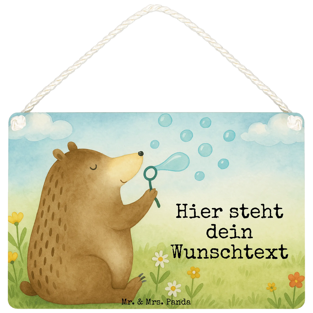 Personalisiertes Deko Schild Bär Seifenblasen Design