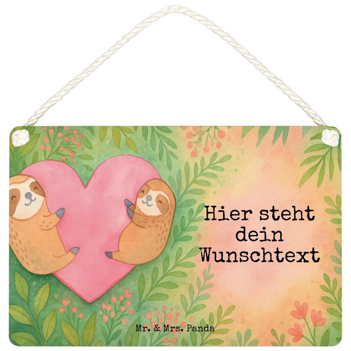 Personalisiertes Deko Schild Faultiere Herz Design