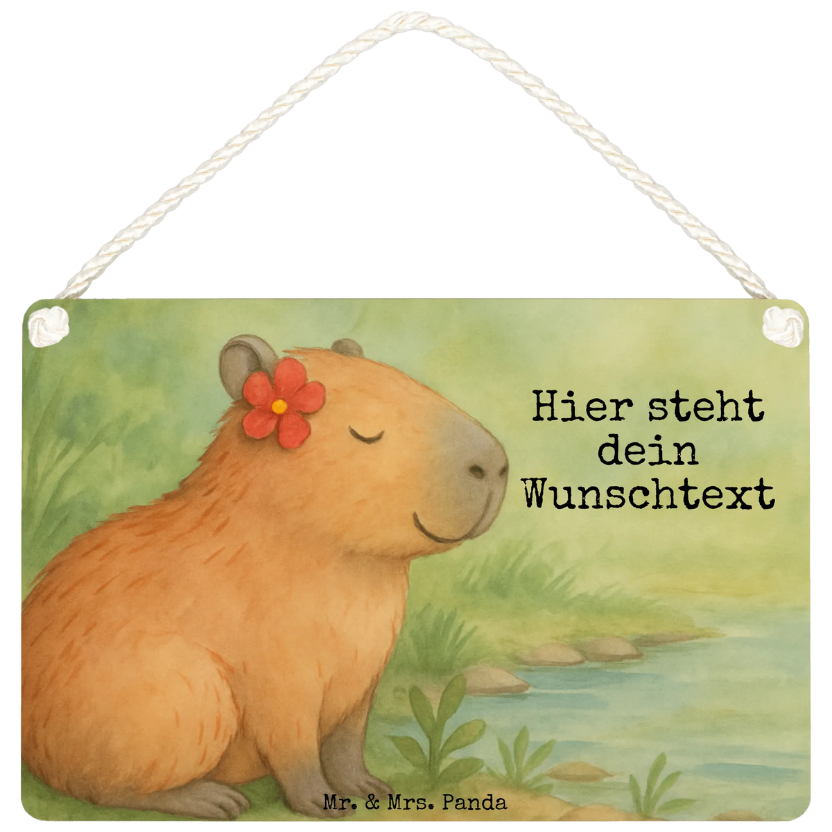 Personalisiertes Deko Schild Capybara Blume Design