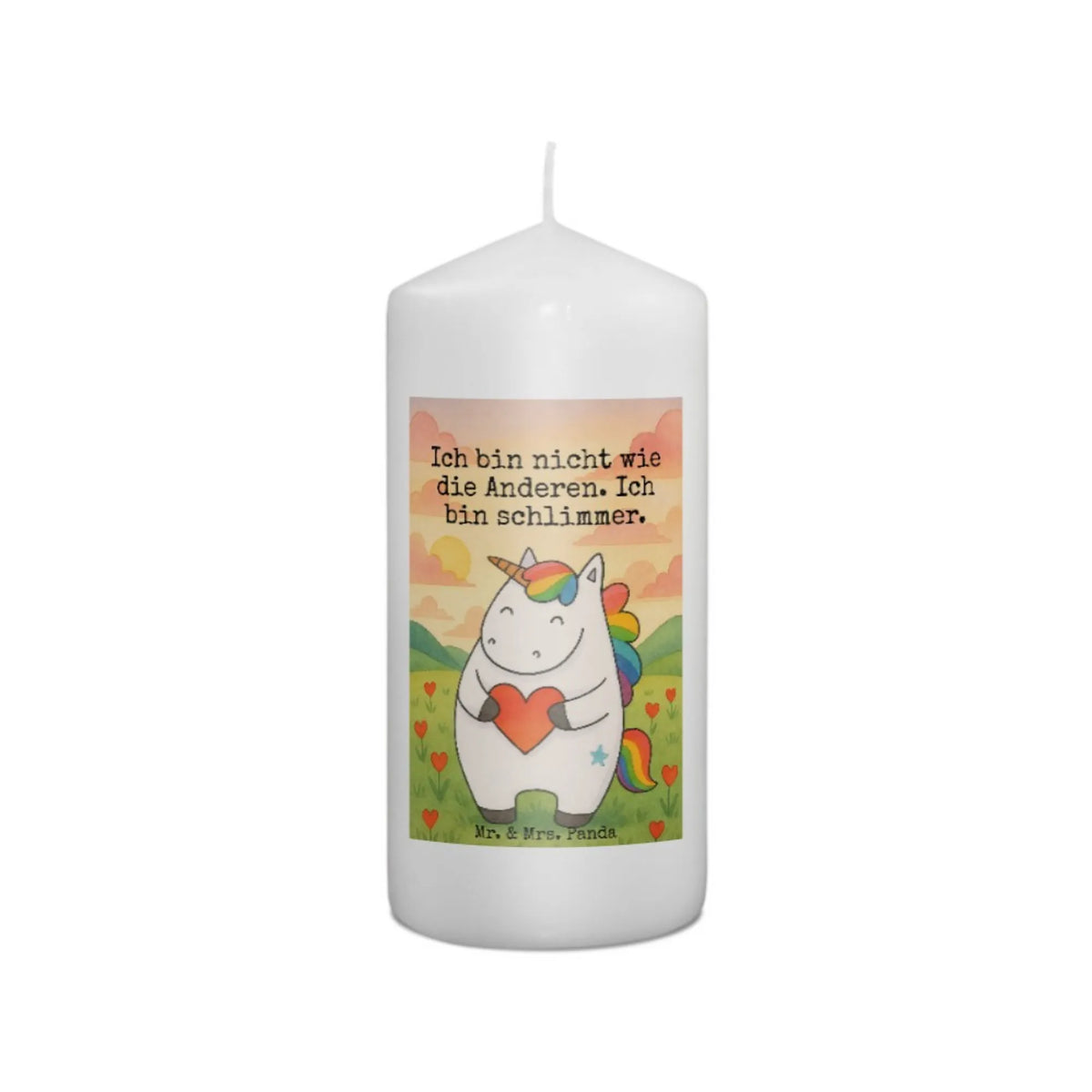 Kerze Einhorn Herz Design Bedruckte Kerze, Kerze, Stumpenkerze, Blockkerze, Erinnerungslicht, Wachskerze, Erinnerungskerze, Zylinderkerze, Einhorn Deko, Einhorn, Unicorn, Einhörner, Lustig, Schlimm, Bunt, Freundin, Witzig, Anders, böse, Herz