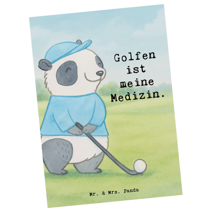 Postkarte Panda Golfen Design