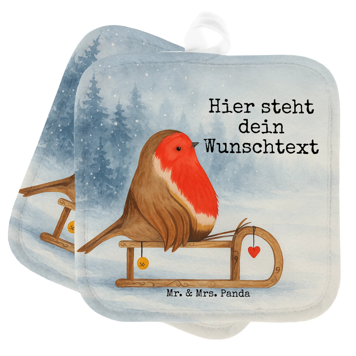 Personalisierte Topflappen Rotkehlchen Schlitten Design Topflappen bedrucken, Topfhandschuhe personalisiert, Küchenzubehör personalisiert, Personalisierte Topflappen, Topflappen Personalisiert, Küchentextilien personalisiert, Topfhandschuhe mit Namen, Topflappen selbst gestalten, Personalisierte Topfhandschuhe, Topflappen Set Personalisiert, Küchenaccessoires personalisiert, Topflappen mit Namen, Weihnachten, Winter, Weihnachtsdeko, Nikolaus, Advent, Heiligabend, Wintermotiv, Schlitten, Vogel