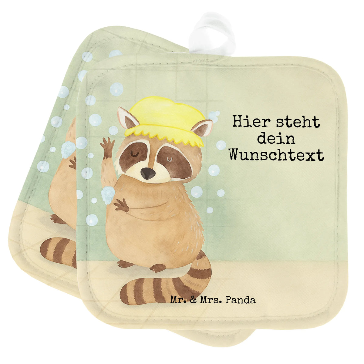 Personalisierte Topflappen Waschbär Design Topflappen selbst gestalten, Topfhandschuhe mit Namen, Topfhandschuhe personalisiert, Topflappen mit Namen, Topflappen Set Personalisiert, Personalisierte Topflappen, Personalisierte Topfhandschuhe, Küchenzubehör personalisiert, Küchenaccessoires personalisiert, Topflappen Personalisiert, Topflappen bedrucken, Küchentextilien personalisiert, Lustige Sprüche, Tiere, Tiermotive, Gute Laune, Waschbär, Seifenblasen, Plan, Waschen, Fröhlich, Tagträumen