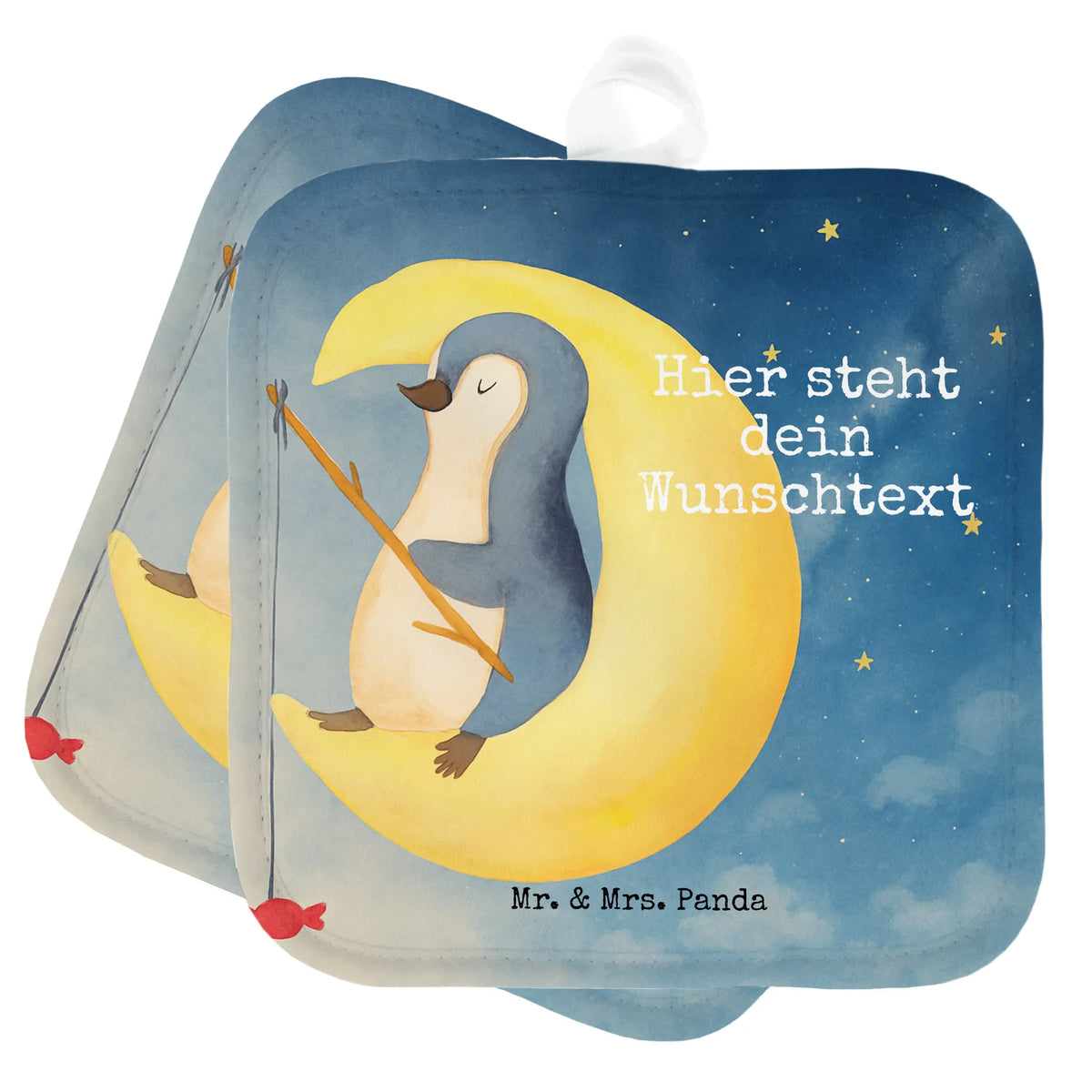Personalisierte Topflappen Pinguin Mond Design Küchenaccessoires personalisiert, Topflappen bedrucken, Küchenzubehör personalisiert, Personalisierte Topflappen, Topflappen mit Namen, Topfhandschuhe mit Namen, Personalisierte Topfhandschuhe, Topflappen selbst gestalten, Topflappen Set Personalisiert, Topfhandschuhe personalisiert, Küchentextilien personalisiert, Topflappen Personalisiert, Pinguin, Nachtruhe, schlafen, Einschlafen, Pinguine, Schlafstörungen, Schlafzimmer, Gästezimmer, Spruch