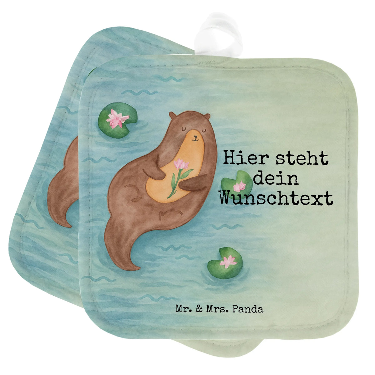 Personalisierte Topflappen Otter Seerose Design Küchenaccessoires personalisiert, Küchenzubehör personalisiert, Topflappen selbst gestalten, Topfhandschuhe mit Namen, Küchentextilien personalisiert, Personalisierte Topfhandschuhe, Topfhandschuhe personalisiert, Topflappen bedrucken, Topflappen Personalisiert, Topflappen mit Namen, Personalisierte Topflappen, Topflappen Set Personalisiert, Otter, Fischotter, Seeotter, Otter Seeotter See Otter