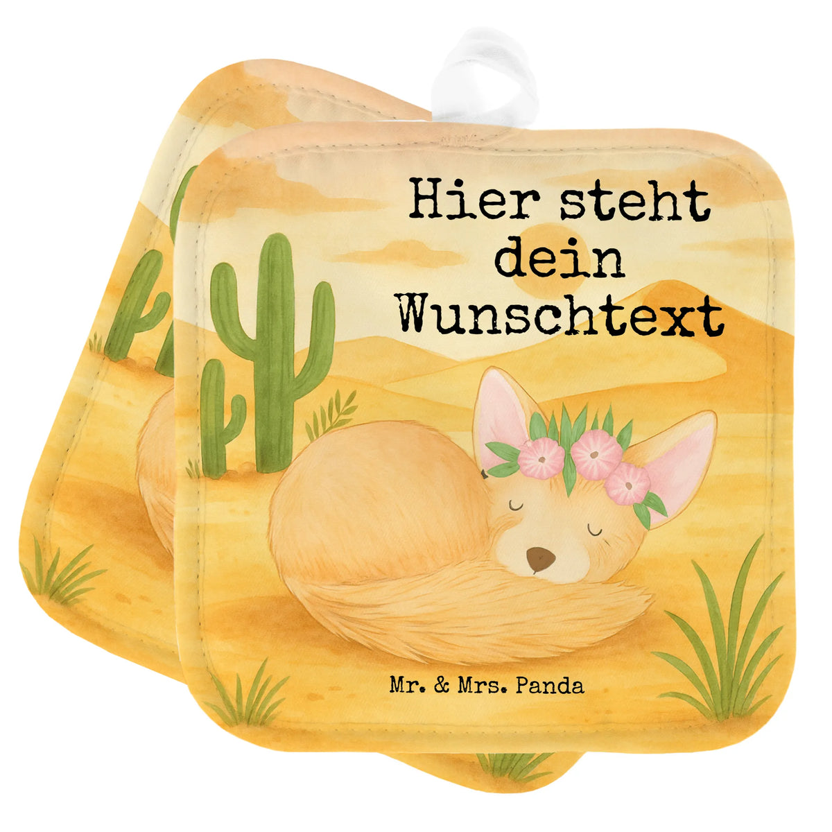 Personalisierte Topflappen Wüstenfuchs Blumen Design Personalisierte Topfhandschuhe, Topflappen bedrucken, Personalisierte Topflappen, Topflappen Set Personalisiert, Topflappen selbst gestalten, Topfhandschuhe mit Namen, Topflappen mit Namen, Küchenaccessoires personalisiert, Topfhandschuhe personalisiert, Küchenzubehör personalisiert, Küchentextilien personalisiert, Topflappen Personalisiert, Afrika, Wildtiere, Blumenkranz, Blumen, Wüste, Glücklich, Wüstenfuchs