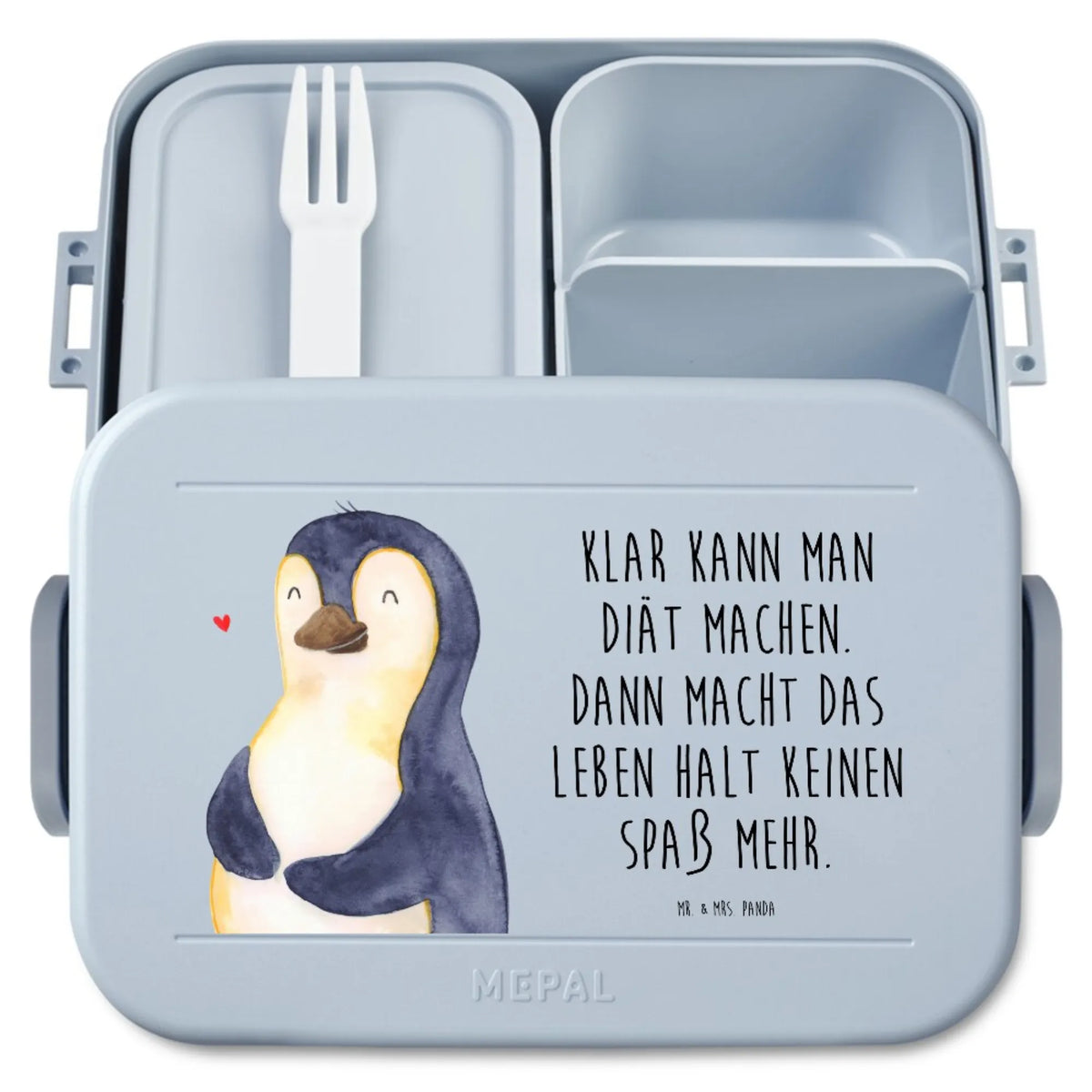 MEPAL Bentobox Pinguin Diät Motiv Lunchbox, Snackdose, Lebensmittelbehälter, Snackbox, Jausenbox, Essensbehälter, Meal Prep Box, Bento Box, Essensbox, Vesperbox, Bento-Brotdose, Bentobox, Frischhaltedose, Pinguin, Gewicht, Körperliebe, Selbstrespekt, Motivation, Abnehmen, Pinguine, Abspecken, Selbstliebe, Diät