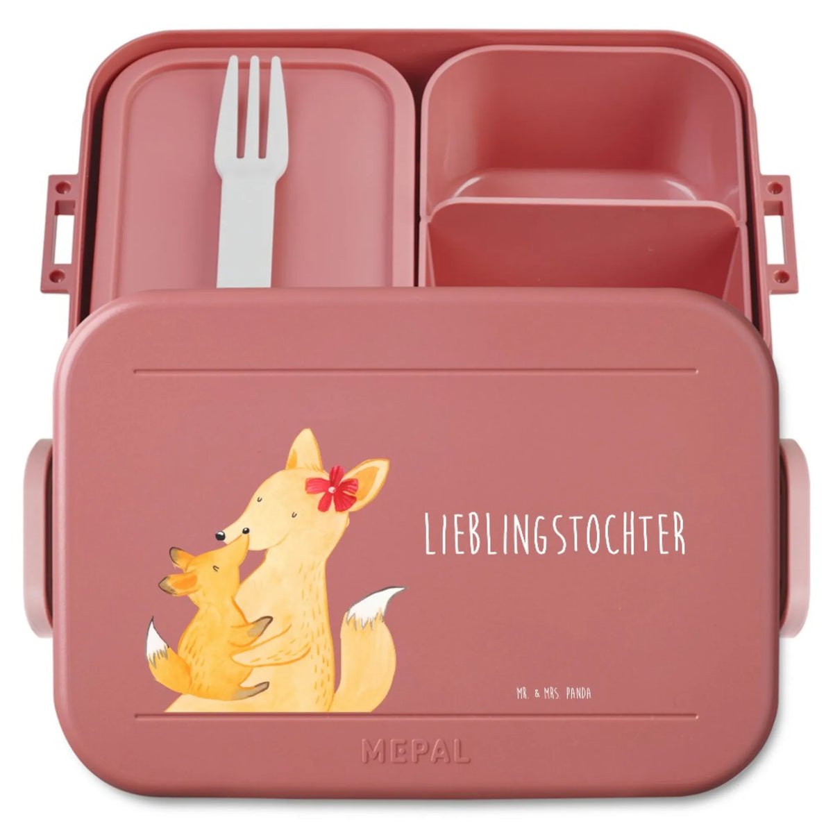 MEPAL Bentobox Fuchs Mama Motiv Lebensmittelbehälter, Snackbox, Snackdose, Lunchbox, Bento-Brotdose, Frischhaltedose, Jausenbox, Essensbehälter, Bentobox, Essensbox, Vesperbox, Bento Box, Meal Prep Box, Muttertag, Vatertag, Mama, Papa, Oma, Opa, Familie, Schwester, Bruder, Geschenk, Lieblingstochter, Tochter, Mutter, Beste Tochter