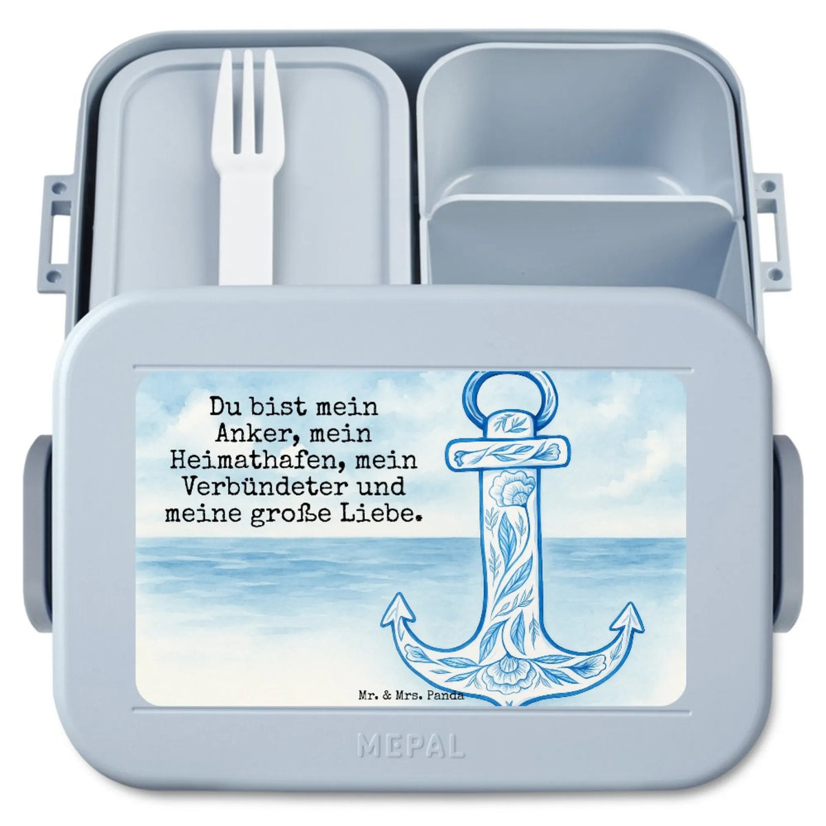 MEPAL Bentobox Anker Blau Design Lunchbox, Snackdose, Lebensmittelbehälter, Bento Box, Snackbox, Frischhaltedose, Vesperbox, Meal Prep Box, Essensbehälter, Jausenbox, Essensbox, Bentobox, Bento-Brotdose, Tiere, Tiermotive, Lustige Sprüche, Gute Laune