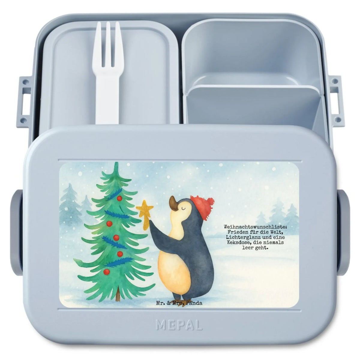MEPAL Bentobox Pinguin Weihnachtsbaum Design Essensbehälter, Lebensmittelbehälter, Bento-Brotdose, Jausenbox, Bento Box, Bentobox, Vesperbox, Snackdose, Lunchbox, Essensbox, Snackbox, Meal Prep Box, Frischhaltedose, Winter, Wintermotiv, Weihnachtsdeko, Nikolaus, Weihnachten, Advent, Heiligabend, Pinguin