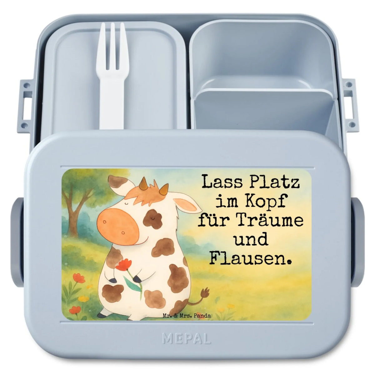 MEPAL Bentobox Kuh Design Jausenbox, Bento-Brotdose, Snackdose, Snackbox, Bento Box, Bentobox, Lebensmittelbehälter, Essensbox, Meal Prep Box, Frischhaltedose, Vesperbox, Lunchbox, Essensbehälter, Bauernhof, Landwirt, Landwirtin, Hoftiere, Kuh, Milchkuh, Hof, Magie, Milch, Spruch, Kühe, Motivtion, Flausen, Träume