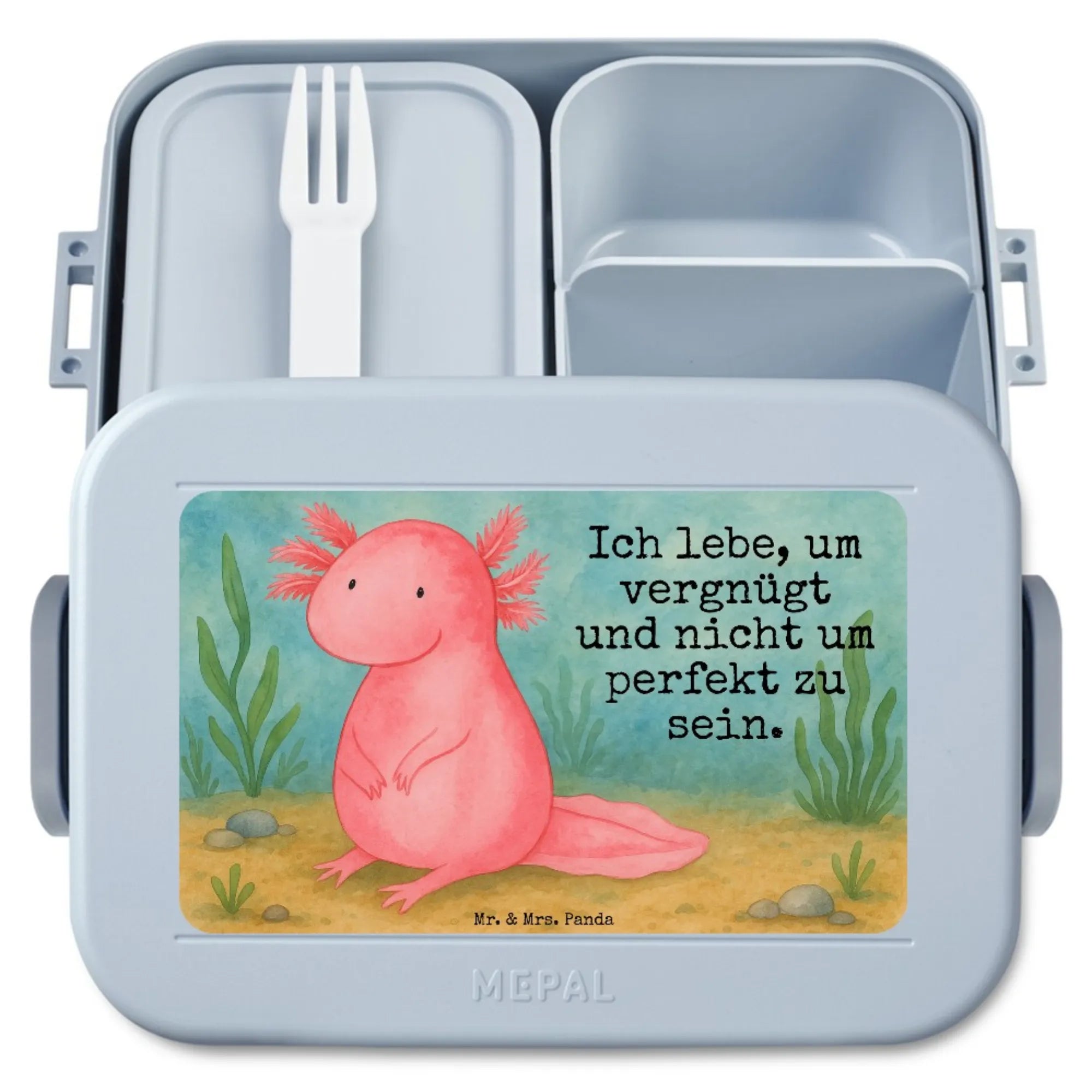 aksolotl null Design Snackbox, Snackdose, Frischhaltedose, Jausenbox, Bento-Brotdose, Bentobox, Essensbox, Lebensmittelbehälter, Lunchbox, Essensbehälter, Meal Prep Box, Bento Box, Vesperbox, Axolotl, Molch, Weisheit, Axolot, Vergnügt, Fröhlich, Zufrieden, Freundin, Liebe, Lebensweisheit, Lebensstil