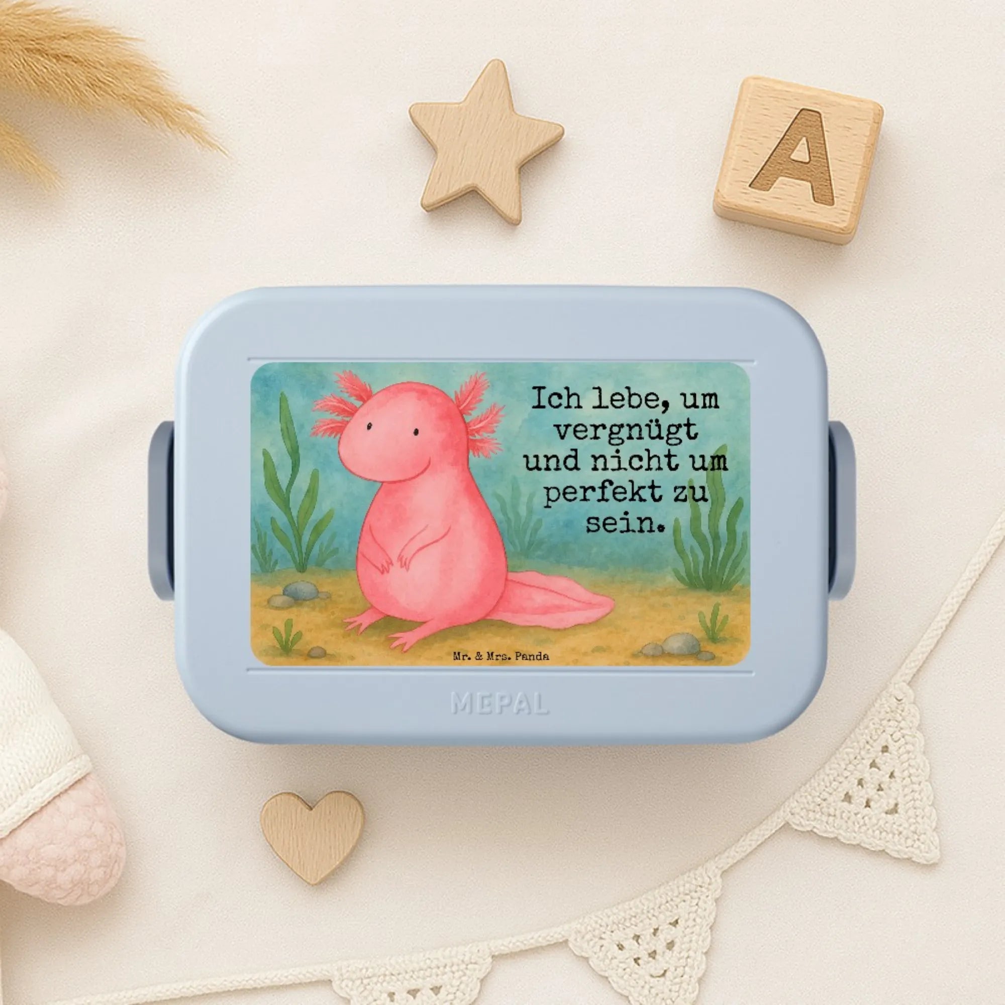 aksolotl null Design Snackbox, Snackdose, Frischhaltedose, Jausenbox, Bento-Brotdose, Bentobox, Essensbox, Lebensmittelbehälter, Lunchbox, Essensbehälter, Meal Prep Box, Bento Box, Vesperbox, Axolotl, Molch, Weisheit, Axolot, Vergnügt, Fröhlich, Zufrieden, Freundin, Liebe, Lebensweisheit, Lebensstil