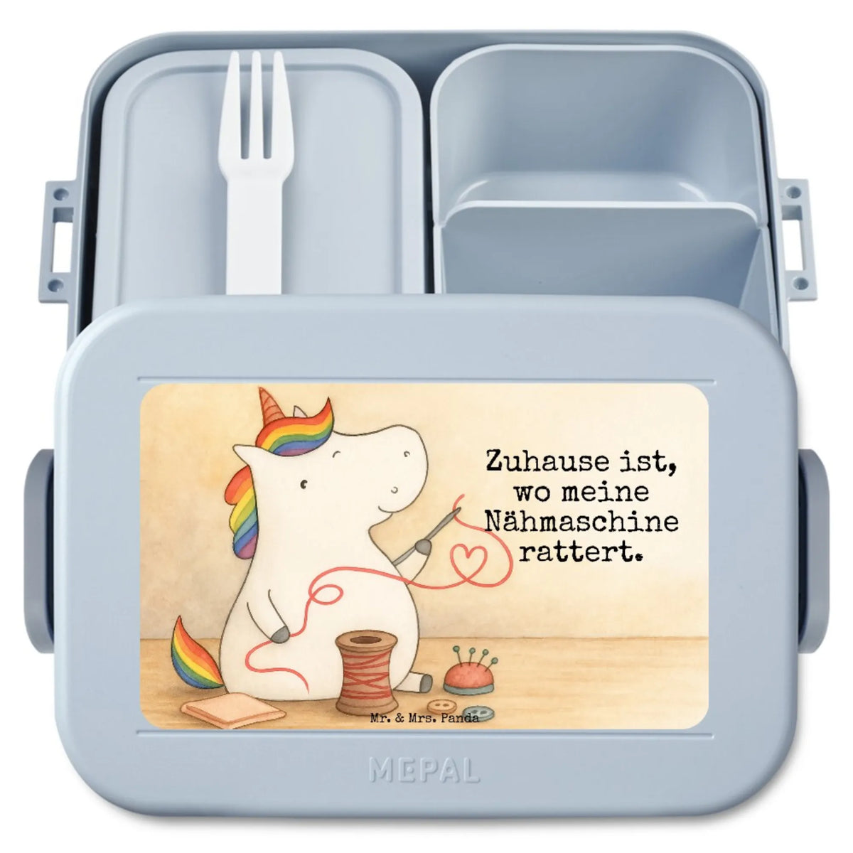 MEPAL Bentobox Einhorn Näherin Design Frischhaltedose, Vesperbox, Snackdose, Snackbox, Bento Box, Jausenbox, Bentobox, Lunchbox, Bento-Brotdose, Essensbox, Lebensmittelbehälter, Meal Prep Box, Essensbehälter, Einhorn, Einhörner, Unicorn, Einhorn Deko, Nähen, Näherin, Mädchen, Stricken, Nähzimmer, Freundin, Basteln, Häkeln