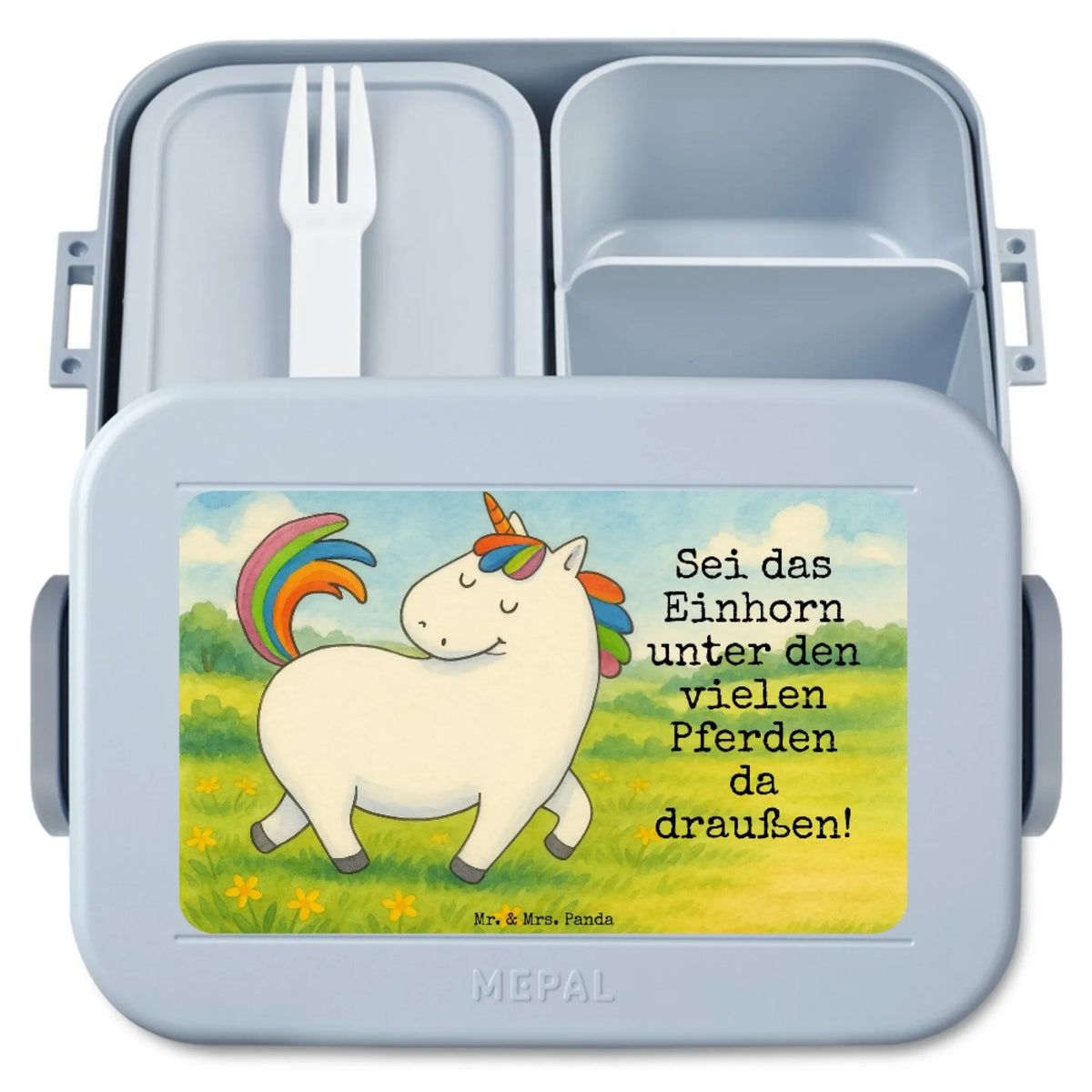 MEPAL Bentobox Einhorn Stolzieren Design Snackbox, Bento Box, Frischhaltedose, Essensbehälter, Bentobox, Bento-Brotdose, Snackdose, Jausenbox, Essensbox, Meal Prep Box, Lebensmittelbehälter, Vesperbox, Lunchbox, Einhorn, Einhörner, Unicorn, Einhorn Deko, Stolz, Bunt, Reiter, Pferd, Geschenk, Reiten, Anders, Freundin