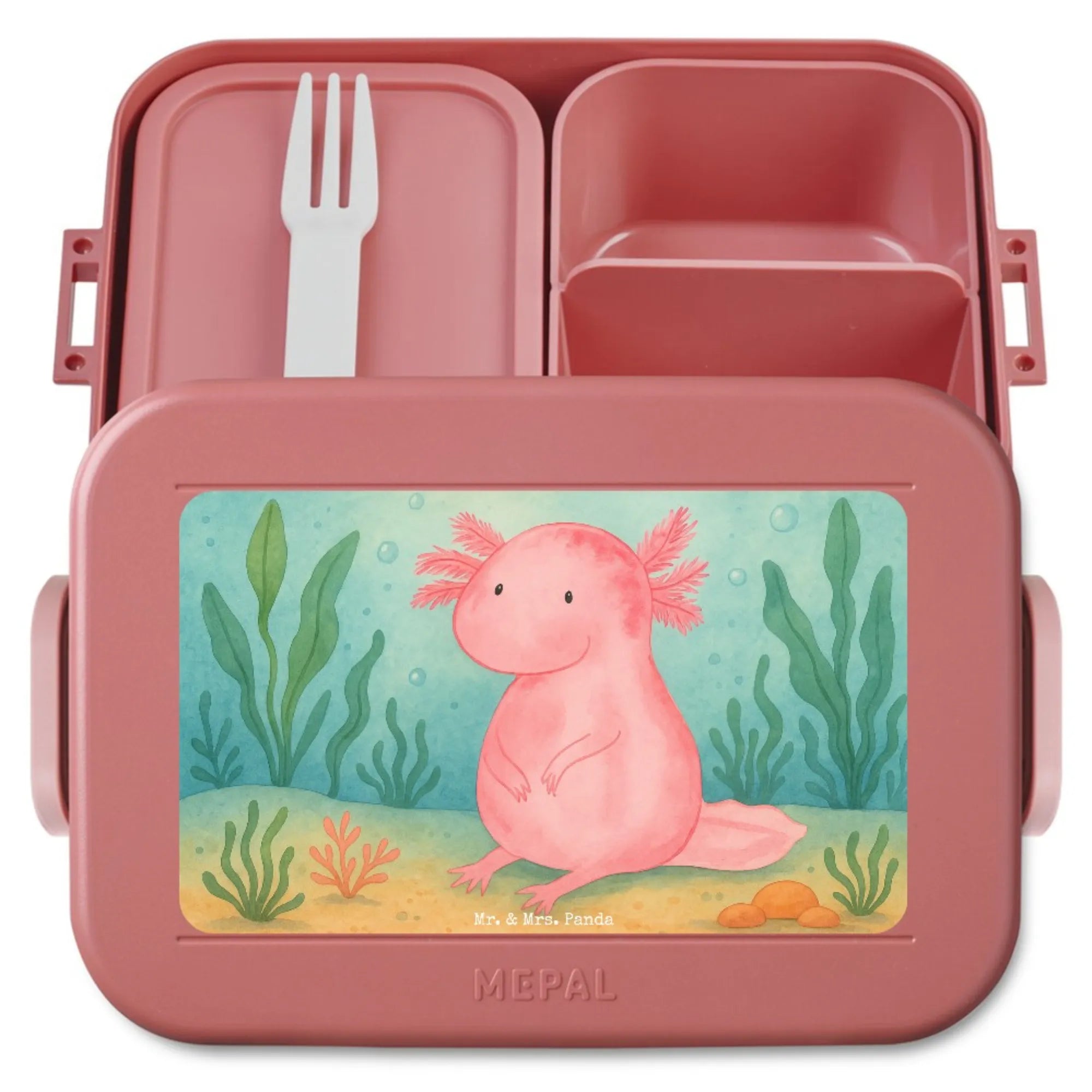 aksolotl null Design Snackbox, Snackdose, Frischhaltedose, Jausenbox, Bento-Brotdose, Bentobox, Essensbox, Lebensmittelbehälter, Lunchbox, Essensbehälter, Meal Prep Box, Bento Box, Vesperbox, Axolotl, Molch, Weisheit, Axolot, Vergnügt, Fröhlich, Zufrieden, Freundin, Liebe, Lebensweisheit, Lebensstil