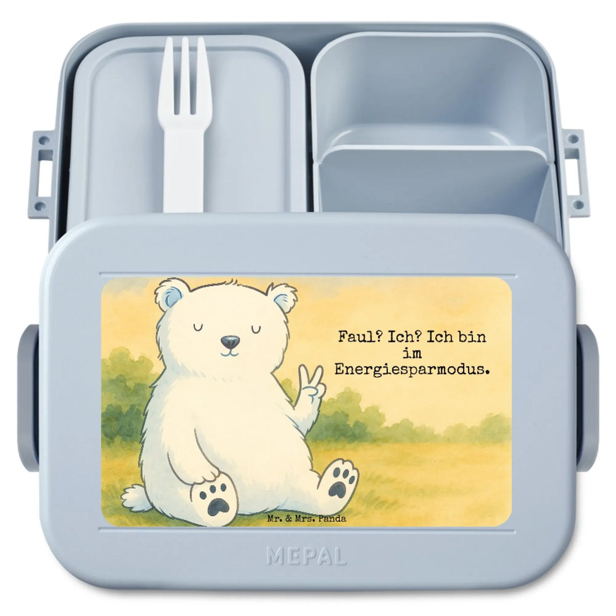 MEPAL Bentobox Eisbär Faul Design Meal Prep Box, Essensbox, Vesperbox, Bentobox, Essensbehälter, Bento-Brotdose, Jausenbox, Lebensmittelbehälter, Snackbox, Bento Box, Snackdose, Lunchbox, Frischhaltedose, Teddy, Bär, Teddybär, Relaxen, Entspannen, Arbeit, Nordpol, Büro, Eisbär, Homeoffice, Arbeitsplatz, Faul, Bürojob