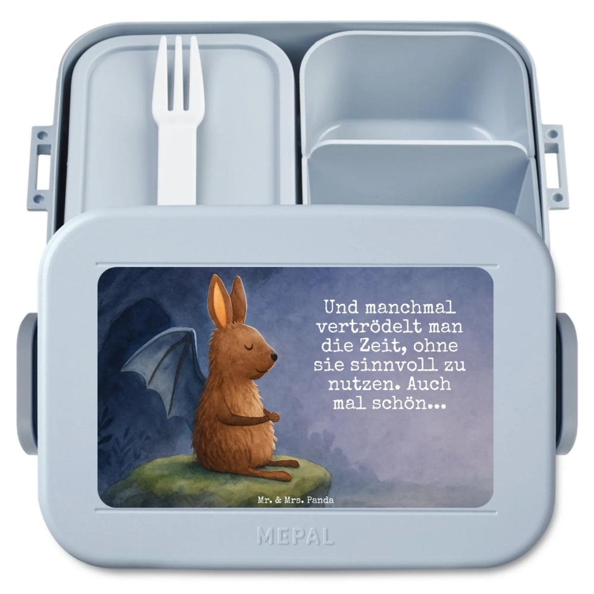MEPAL Bentobox Fledermaus Sitzen Design Frischhaltedose, Meal Prep Box, Vesperbox, Lebensmittelbehälter, Essensbehälter, Jausenbox, Essensbox, Bento-Brotdose, Snackbox, Snackdose, Bento Box, Bentobox, Lunchbox, Lustige Sprüche, Tiere, Tiermotive, Gute Laune, Entspannen, Fledermäuse, Fledermaus, Motivation