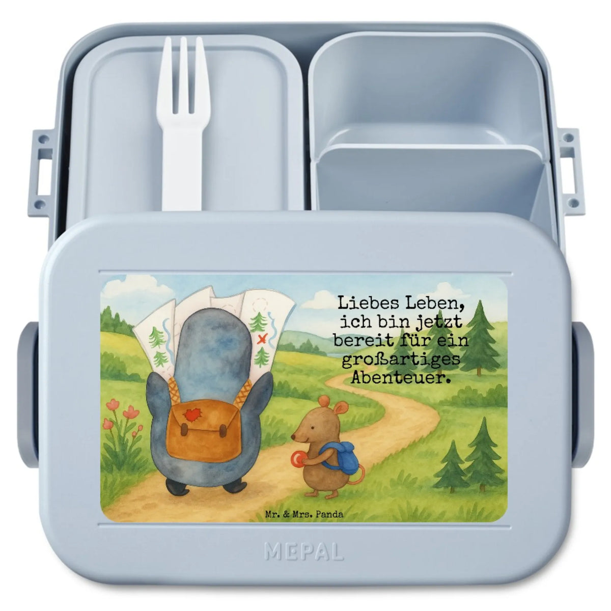 MEPAL Bentobox Pinguin & Maus Wanderer Design Meal Prep Box, Bento Box, Frischhaltedose, Snackbox, Jausenbox, Lebensmittelbehälter, Essensbehälter, Bentobox, Bento-Brotdose, Snackdose, Essensbox, Lunchbox, Vesperbox, Pinguin, Ausflug, Wandern, Wanderlust, Abenteuer, Pinguine, Roadtrip, Abenteurer