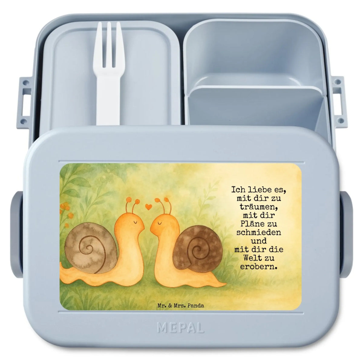 MEPAL Bentobox Schnecken Liebe Design Snackdose, Lunchbox, Lebensmittelbehälter, Snackbox, Jausenbox, Vesperbox, Essensbox, Meal Prep Box, Bentobox, Bento Box, Essensbehälter, Bento-Brotdose, Frischhaltedose, Heiraten, Liebesgeschenk, Heiratsantrag, Hocheitstag, Freundin, Jahrestag, Freund, Verlobung, Partner, Ehemann, Ehefrau, Liebe