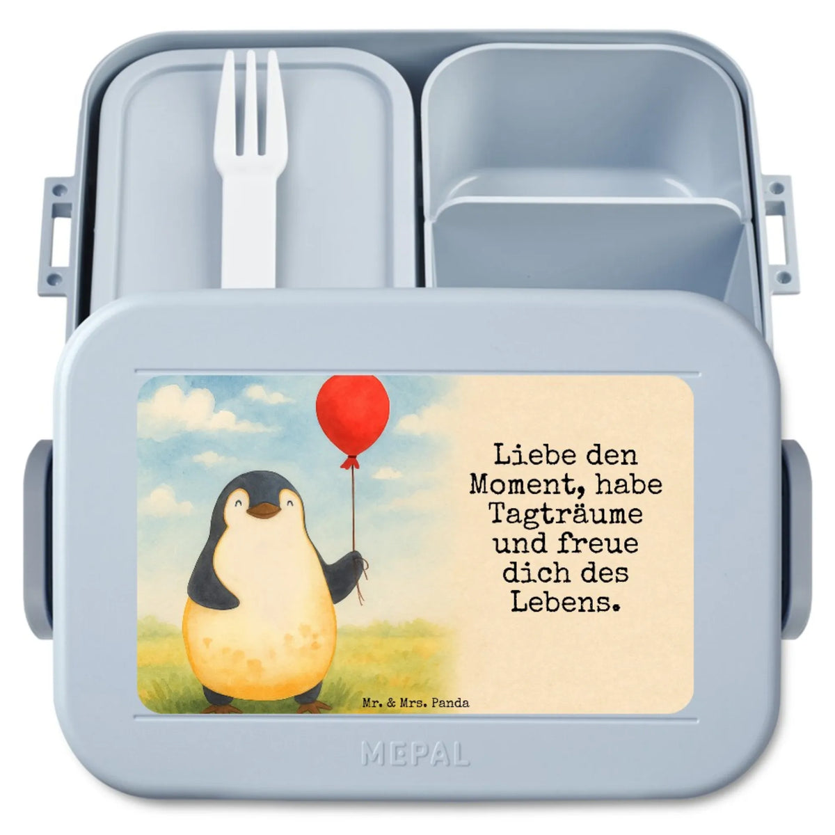 MEPAL Bentobox Pinguin Luftballon Design Bento-Brotdose, Bentobox, Jausenbox, Snackbox, Essensbehälter, Vesperbox, Frischhaltedose, Essensbox, Snackdose, Meal Prep Box, Bento Box, Lunchbox, Lebensmittelbehälter, Pinguin, Luftballon, Pinguine, Glück, Beste Freundin, Lebenslust, Geschenk Freundin, Liebe, Neustart, Motivation, Tagträume, Geschenkidee, Neues Leben