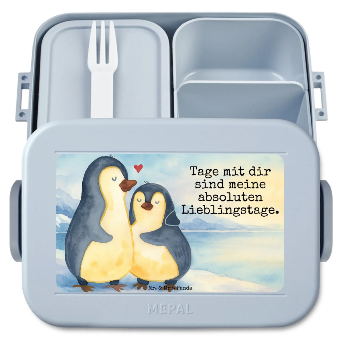 MEPAL Bentobox Pinguin umarmen Design Snackdose, Bentobox, Essensbox, Snackbox, Vesperbox, Bento-Brotdose, Lunchbox, Jausenbox, Meal Prep Box, Bento Box, Essensbehälter, Lebensmittelbehälter, Frischhaltedose, Pinguin, Jahrestag, Liebe, Hochzeit, Liebespaar, Hochzeitstag, Hochzeitsgeschenk, Liebesbeweis, Liebesgeschenk, Verlobung