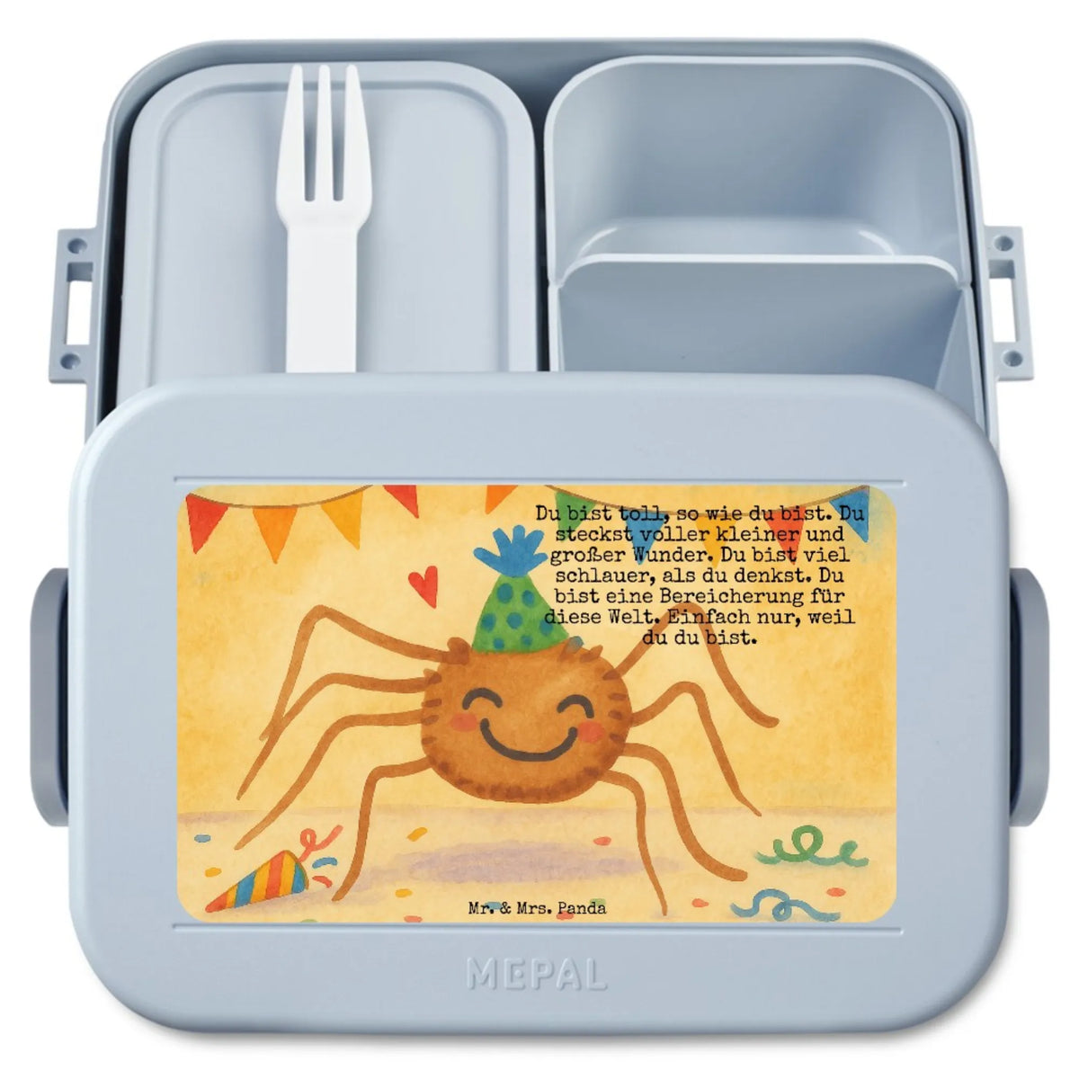 MEPAL Bentobox Spinne Agathe Party Design Jausenbox, Bentobox, Essensbox, Bento Box, Essensbehälter, Bento-Brotdose, Snackdose, Lebensmittelbehälter, Vesperbox, Snackbox, Meal Prep Box, Lunchbox, Frischhaltedose, Spinne Agathe, Spinne, Agathe, Videos, Merchandise, Selbstliebe, Glück, Wunder, Motivation