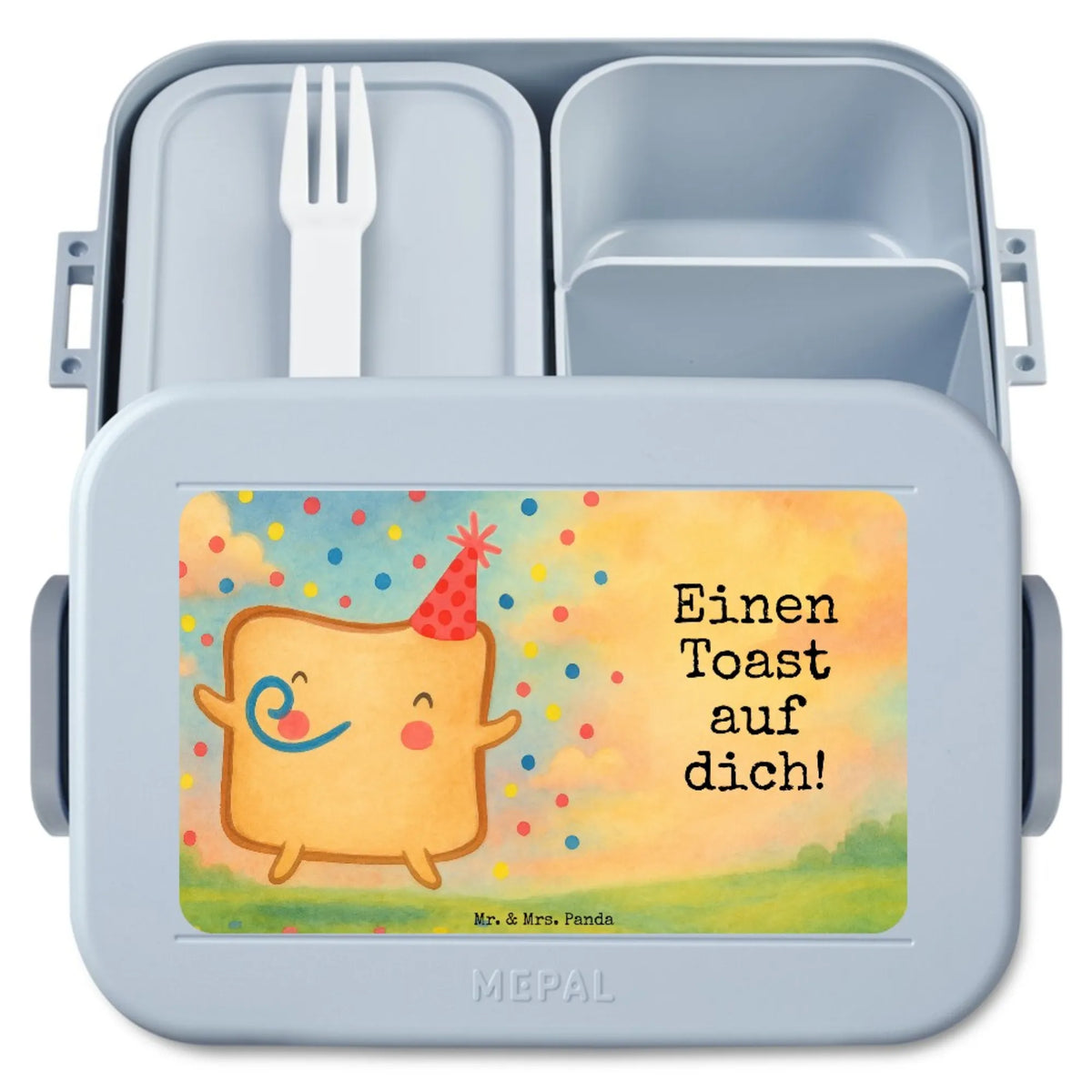 MEPAL Bentobox Toast Party Design Lunchbox, Lebensmittelbehälter, Bento Box, Essensbehälter, Bentobox, Bento-Brotdose, Snackbox, Vesperbox, Snackdose, Frischhaltedose, Jausenbox, Essensbox, Meal Prep Box, Verlobung, Freundin, Freund, Liebe, Heiraten, Partner, Heiratsantrag, Ehefrau, Liebesgeschenk, Hocheitstag, Jahrestag, Ehemann, Liebesbeweis, Valentinstag, Hochzeitstag, Geschenk für Freundin, Geschenk für Partner, Geschenk für Frauen, für Ehemann, für Männer, Mitbringsel