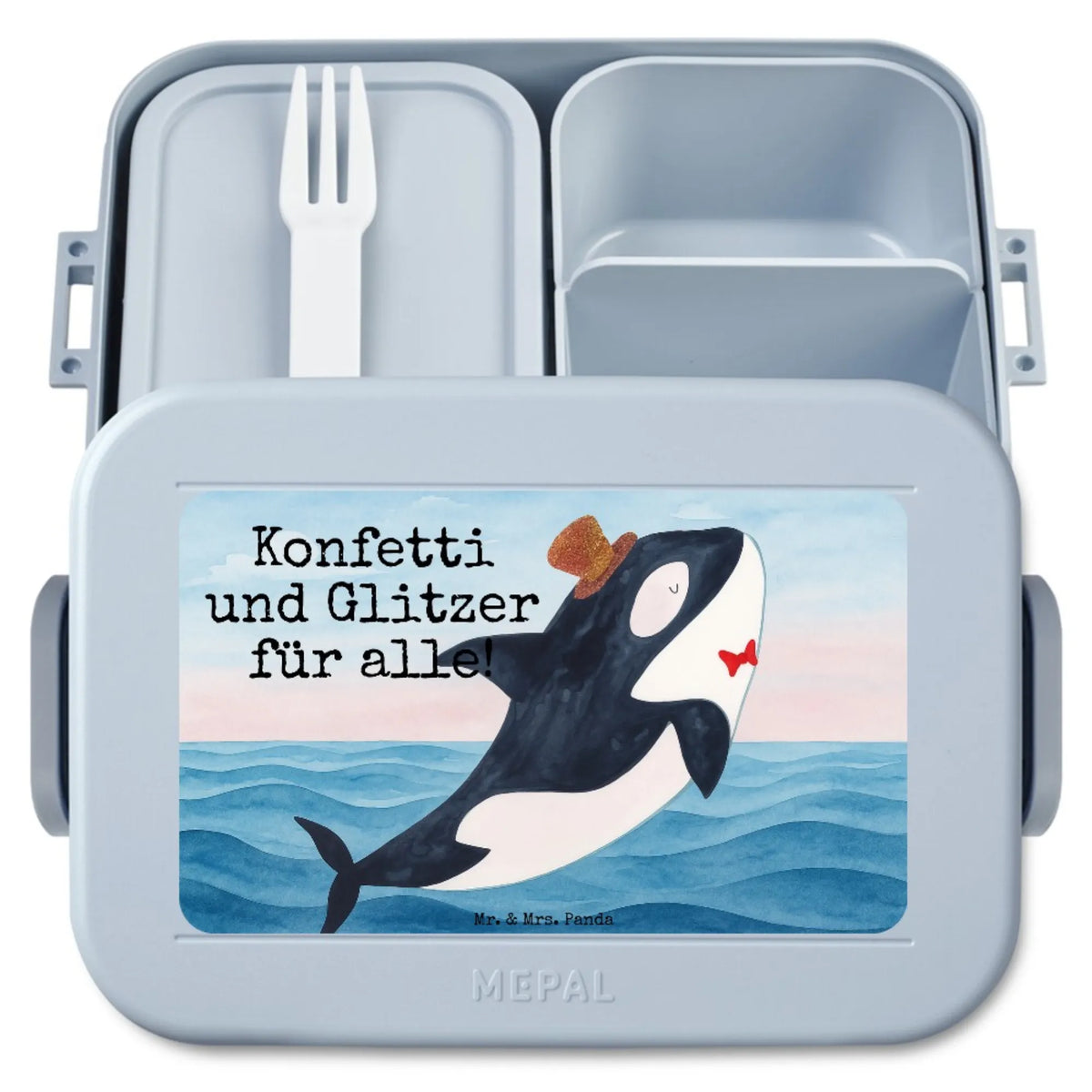 MEPAL Bentobox Orca Zylinder Design Vesperbox, Lunchbox, Lebensmittelbehälter, Jausenbox, Frischhaltedose, Bento Box, Meal Prep Box, Essensbehälter, Bento-Brotdose, Snackdose, Bentobox, Snackbox, Essensbox, Meer, Urlaub, Meerestiere, Narwal, Fest, Glitzer, Glückwunsch, Orca, Fete, Konfetti, Feier, Geburtstag, Glitter