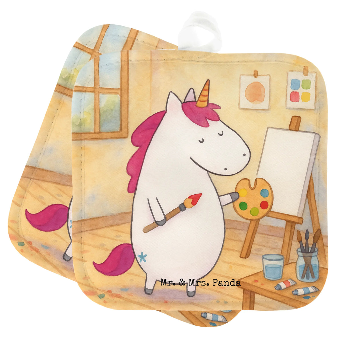 2er Set Topflappen  Einhorn Künstler Design Topflappenset, Zwei Topflappen, Topflappen, 2er Set Topflappen, Kochlappen, Ofenlappen, Doppel Topflappen, Topflappen Set, Topflappen im Doppelpack, topfhalter, Topfuntersetzer, Topflappen 2er Set, Unicorn, Einhorn, Einhörner, Einhorn Deko, Stift, Maler, Farbe, Englisch, Künstler, Zeichnen, Artist, Malen, Welt, Pinsel, Geschenk