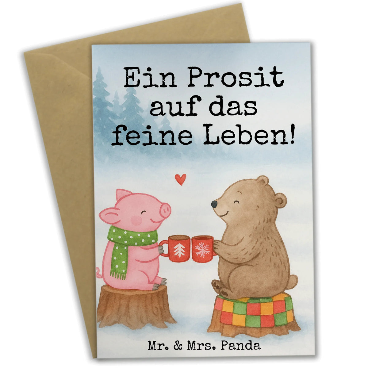Greetings card Glowing Pig Bash Design wedding card, greeting card, birthday card, invitation card, folding card, Winter, Christmas, Christmas time, snow