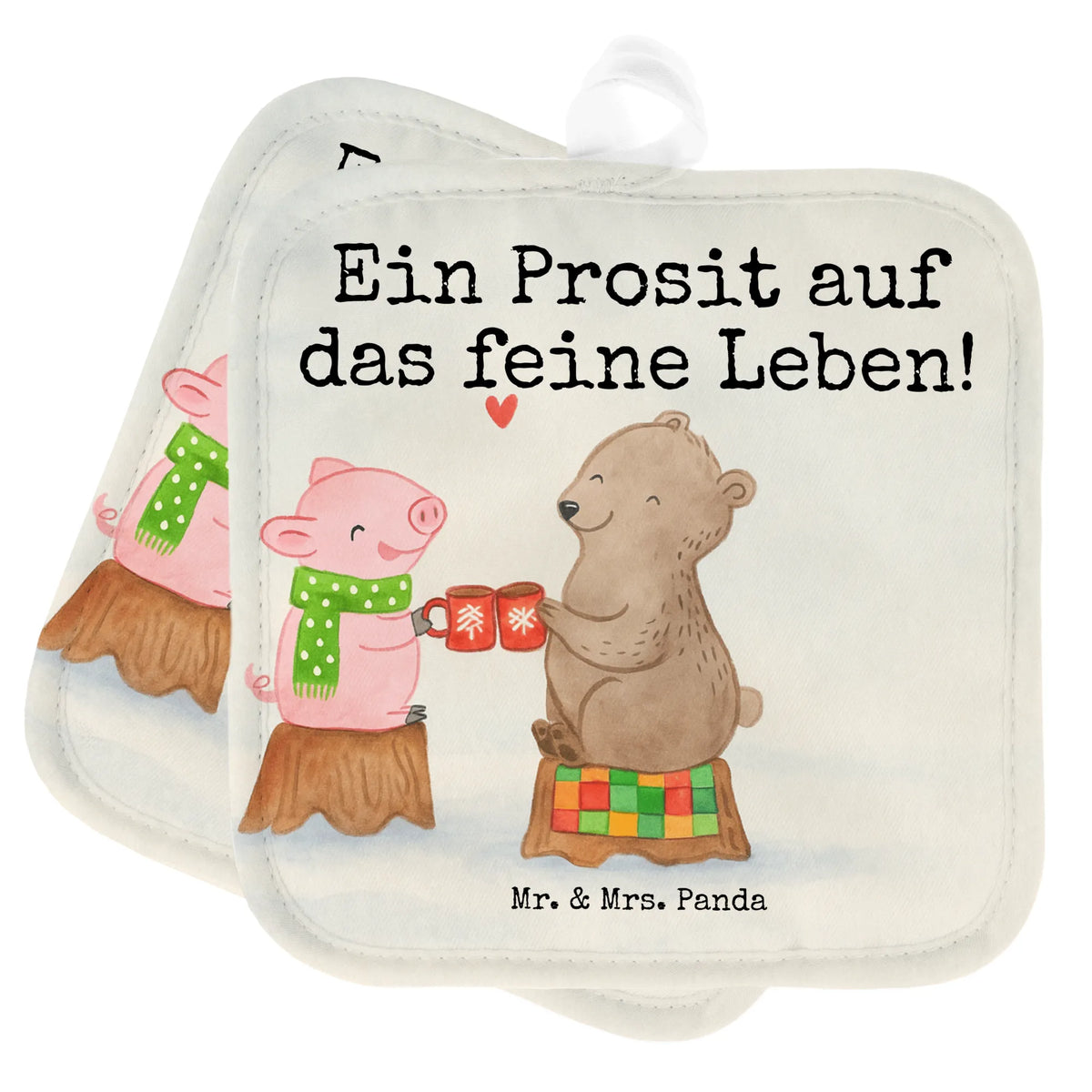 2er Set Topflappen  Glühschwein Sause Design Topflappen 2er Set, Topflappenset, 2er Set Topflappen, Topflappen im Doppelpack, Topflappen Set, Topflappen, Doppel Topflappen, Ofenlappen, Zwei Topflappen, Topfuntersetzer, Kochlappen, topfhalter, Weihnachten, Winter, Weihnachtsdeko, Nikolaus, Advent, Heiligabend, Wintermotiv, Schwein, Bär, Alles Gute, Prost, Weihnachtszeit