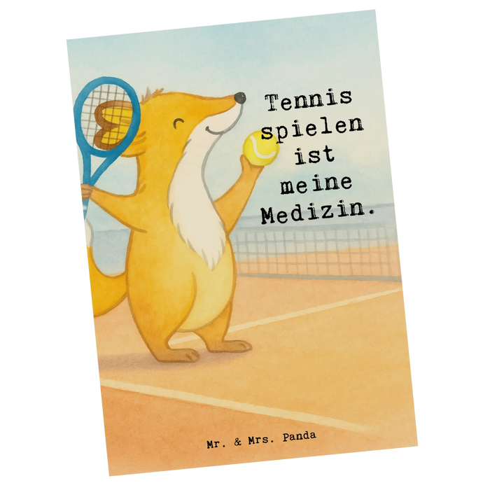 Postkarte Fuchs Tennis spielen Design