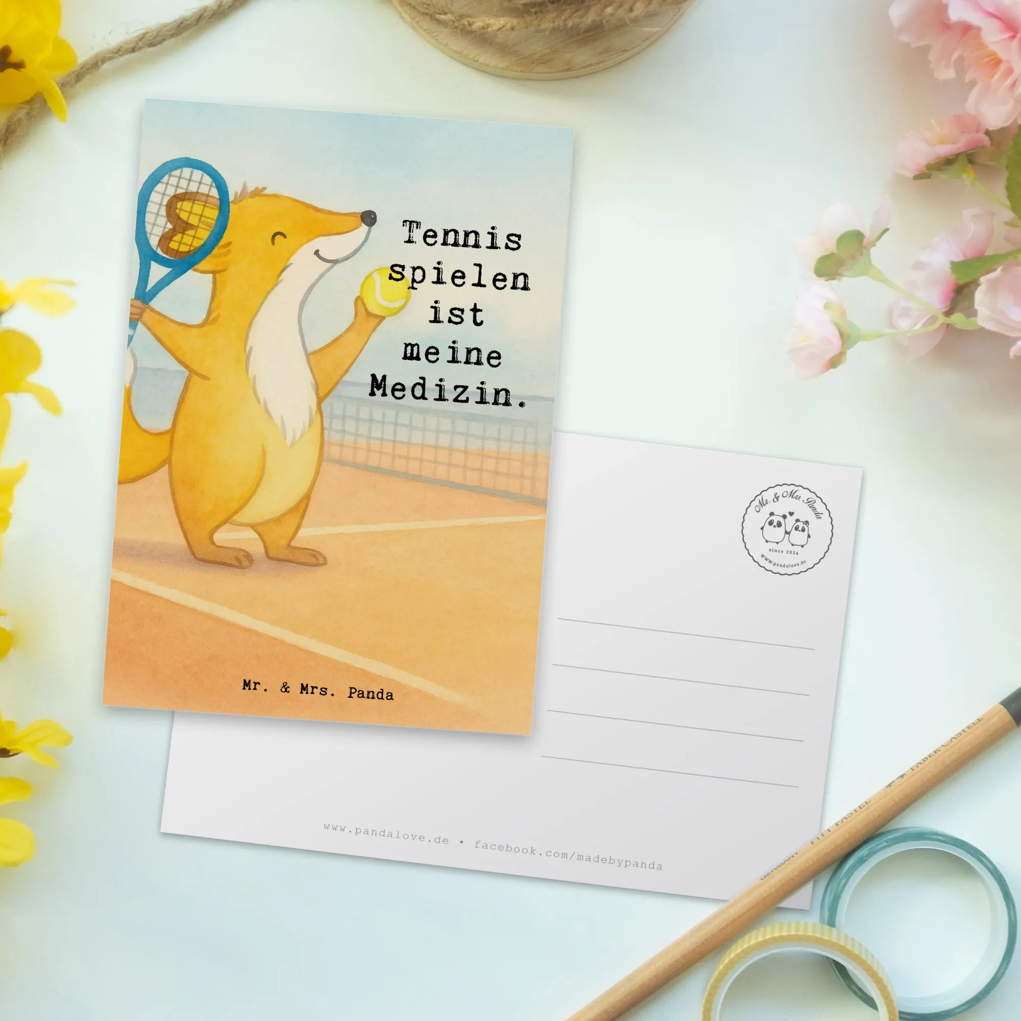 Pocztówka lis Grać w tenisa Design Prezent, Sport, Dyscyplina sportowa, Hobby, Darować, Dziękuję, Dzięki, Wyróżnienie, Wygrana, Sportowiec