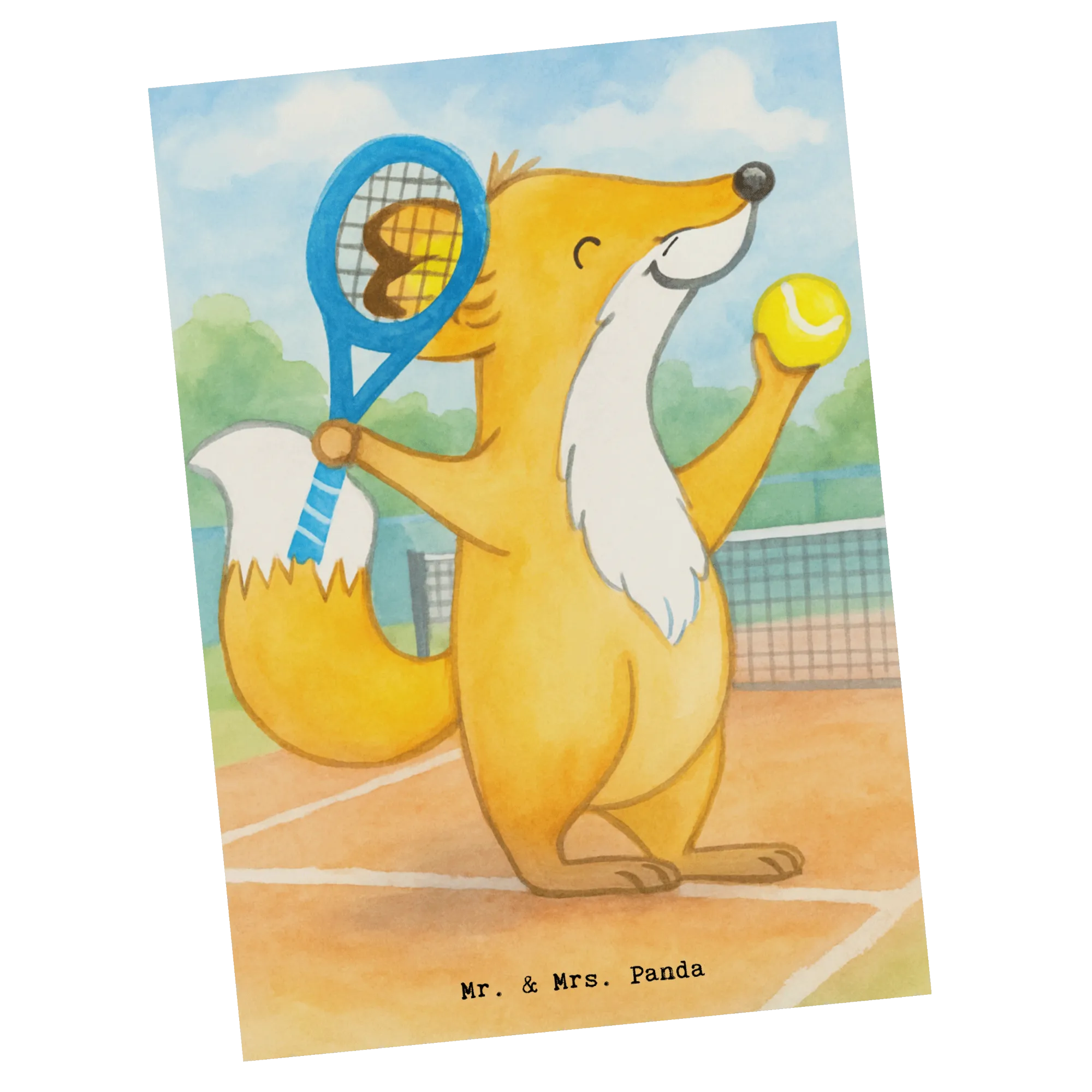 Pocztówka lis Grać w tenisa Design Prezent, Sport, Dyscyplina sportowa, Hobby, Darować, Dziękuję, Dzięki, Wyróżnienie, Wygrana, Sportowiec