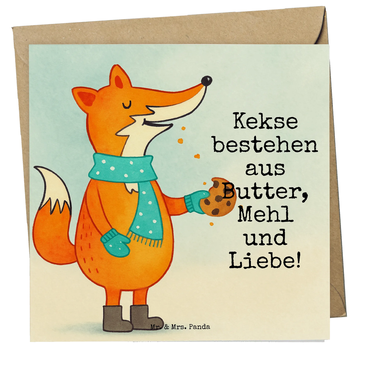 Deluxe Karte Fuchs Keks Design Grußkarte, faltkarte, doppelkarte, Glückwunschkarte, anlasskarte, Klappkarte, Fuchs, Winter, Küche Deko, Plätzchen, Füchse, Kekse, Backen Spruch, Weihnachtszeit, Liebe