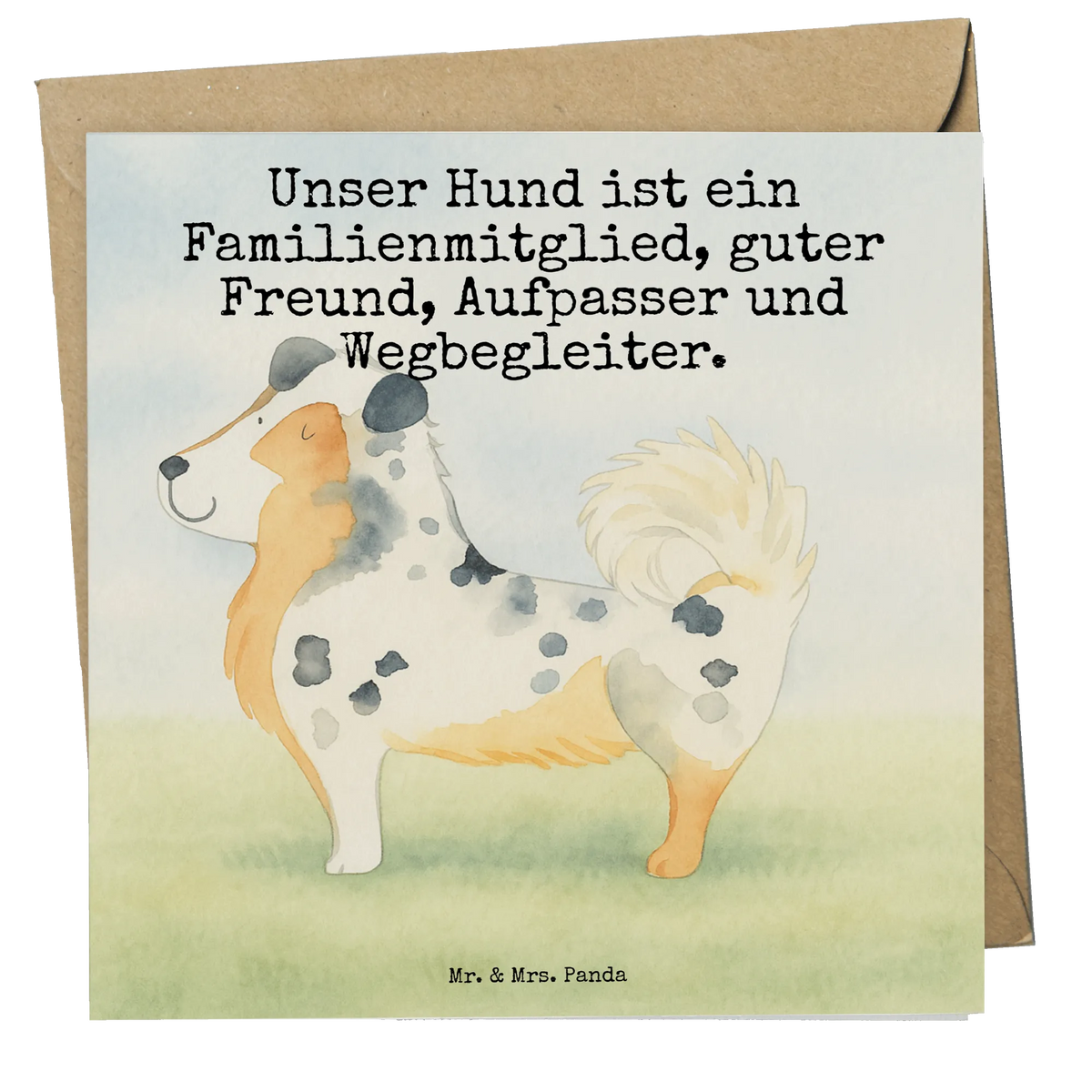 Deluxe Karte Hund Australien Shepherd Design doppelkarte, Glückwunschkarte, anlasskarte, Grußkarte, faltkarte, Klappkarte, Sprüche, Hund, Hunderasse, Hundebesitzer, Hundemotiv, Haustier, Tierliebhaber, Hundeliebe, Australien Shepherd, Shepherd, Familienhund, Spruch