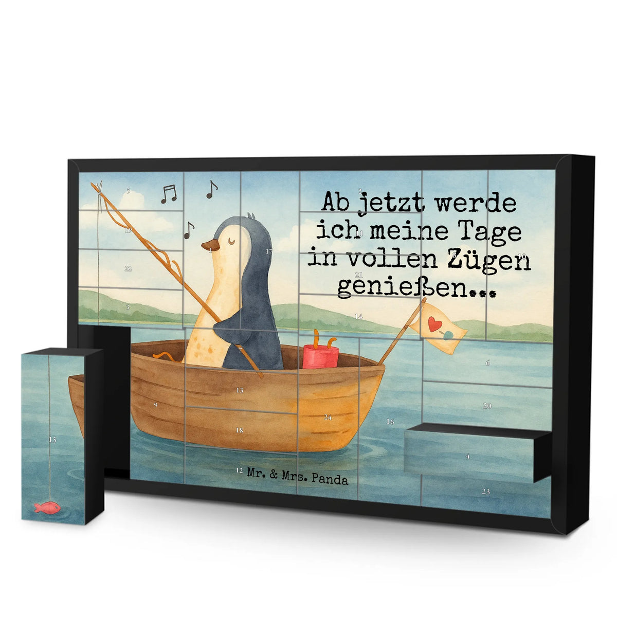 Befüllbarer Adventskalender Pinguin Angelboot Design Geschenkekalender, Bastel Adventskalender, Adventskalender Box, selbstbefüllbarer adventskalender, Kalender Zum Befüllen, Schachtel Adventskalender, Adventskalender Schachtel, Leerer Adventskalender, Weihnachtskalender, Adventskalender, Diy Adventskalender, diy weihnachtskalender, Pinguin, Pinguine, Neuanfang, Genießen, Trennung, Scheidung, Geschenkidee Liebeskummer, Angeln, Neustart, Leben, Boot, Angelboot, Motivation, Lebenslust