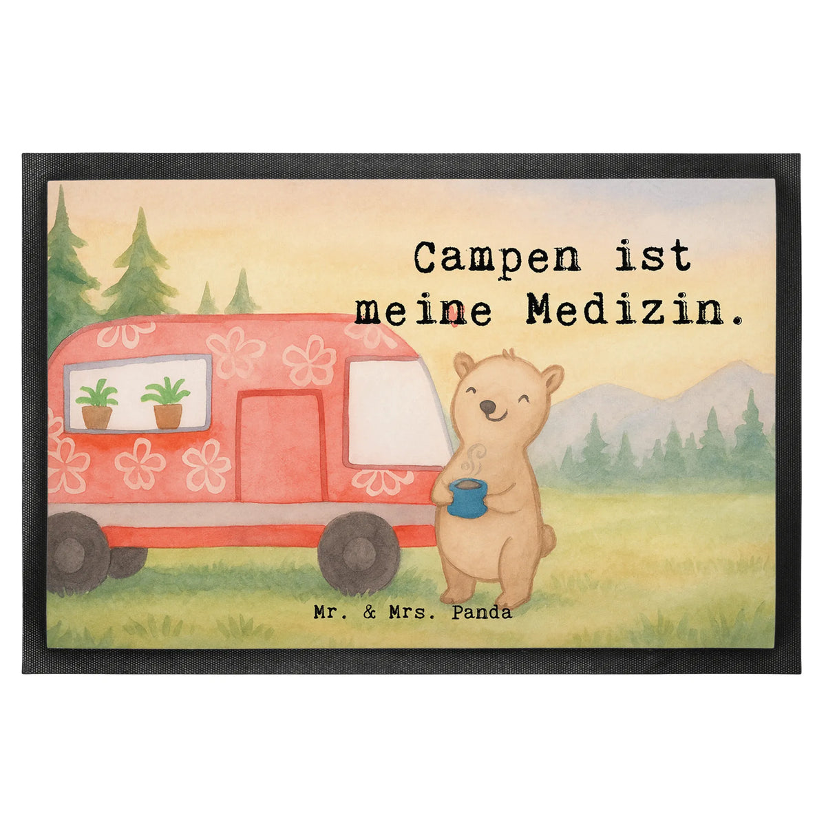 Fußmatte Bär Camper Design Outdoor-Matte, Schmutzfänger, teppichmatte, Schuhabstreifer, Gummi-Fußmatte, Eingangsmatte, Schmutzfangmatte, Fussmatte, bodenmatte, Haustürmatte, abstreifer, Bodenvorleger, matte haustür, flurmatte, Schmutzfangteppich, außenmatte, Türmatte, Fußabtreter, Abtreter, Gummimatte, fußmatte, Schmutzmatte, Sauberlaufmatte, Vorleger, Fußabstreifer, hausmatte, Eingangsteppich, Türvorleger, Abtretmatte, Sportler, Gewinn, Auszeichnung, Geschenk, Dankeschön, Danke, Hobby, Sportart, Sport, Schenken, Campen, Roadtrip, Campingplatz, Camper, Wohnmobil, Zelten, Urlaub