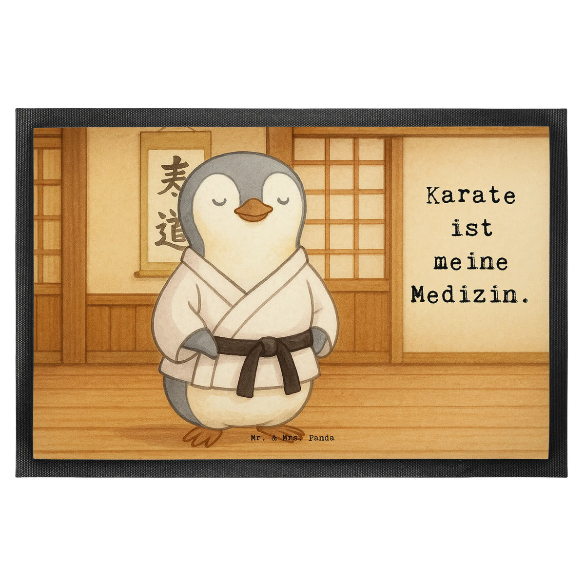 Doormat penguin karate Design giving, Gift, thank you, award, profit, athlete, karate club, martial arts, self defense