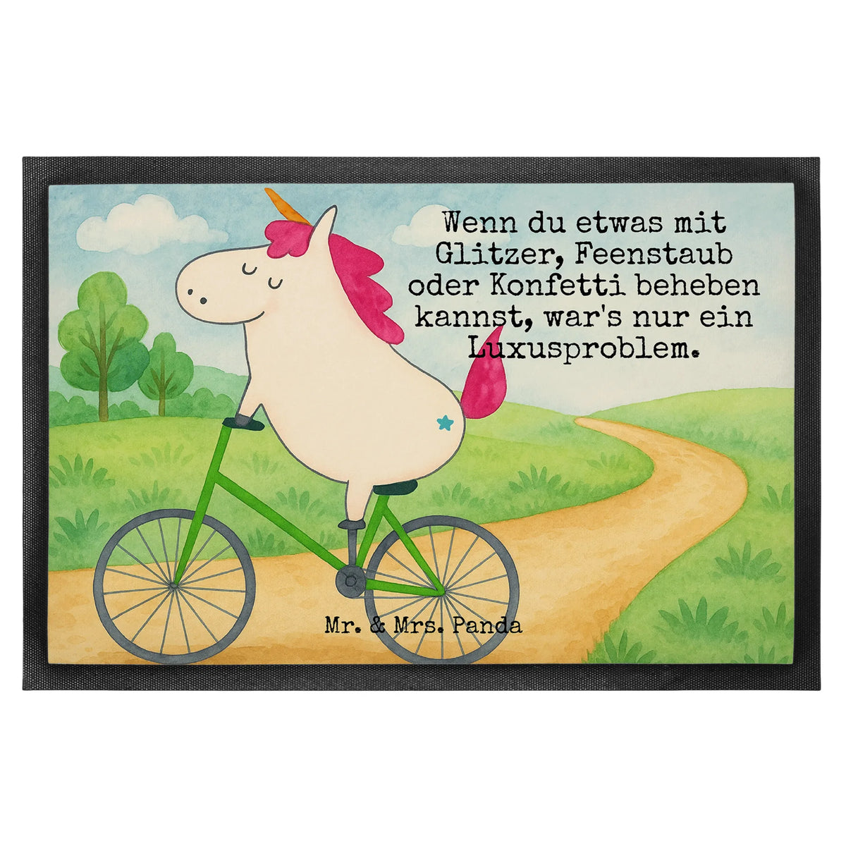 Fußmatte Einhorn Radfahrer Design Eingangsmatte, flurmatte, Abtreter, Eingangsteppich, Haustürmatte, Abtretmatte, matte haustür, Bodenvorleger, Fussmatte, Türmatte, Schuhabstreifer, Fußabtreter, Vorleger, außenmatte, bodenmatte, Gummi-Fußmatte, Gummimatte, hausmatte, Outdoor-Matte, Schmutzmatte, abstreifer, Schmutzfangmatte, Fußabstreifer, Schmutzfänger, Schmutzfangteppich, fußmatte, teppichmatte, Türvorleger, Sauberlaufmatte, Unicorn, Einhorn Deko, Einhörner, Einhorn, Feenstaub, Rad, Luxusproblem, Konfetti, Kummer, Bike, Liebeskummer, Radfahrer, Radfahren