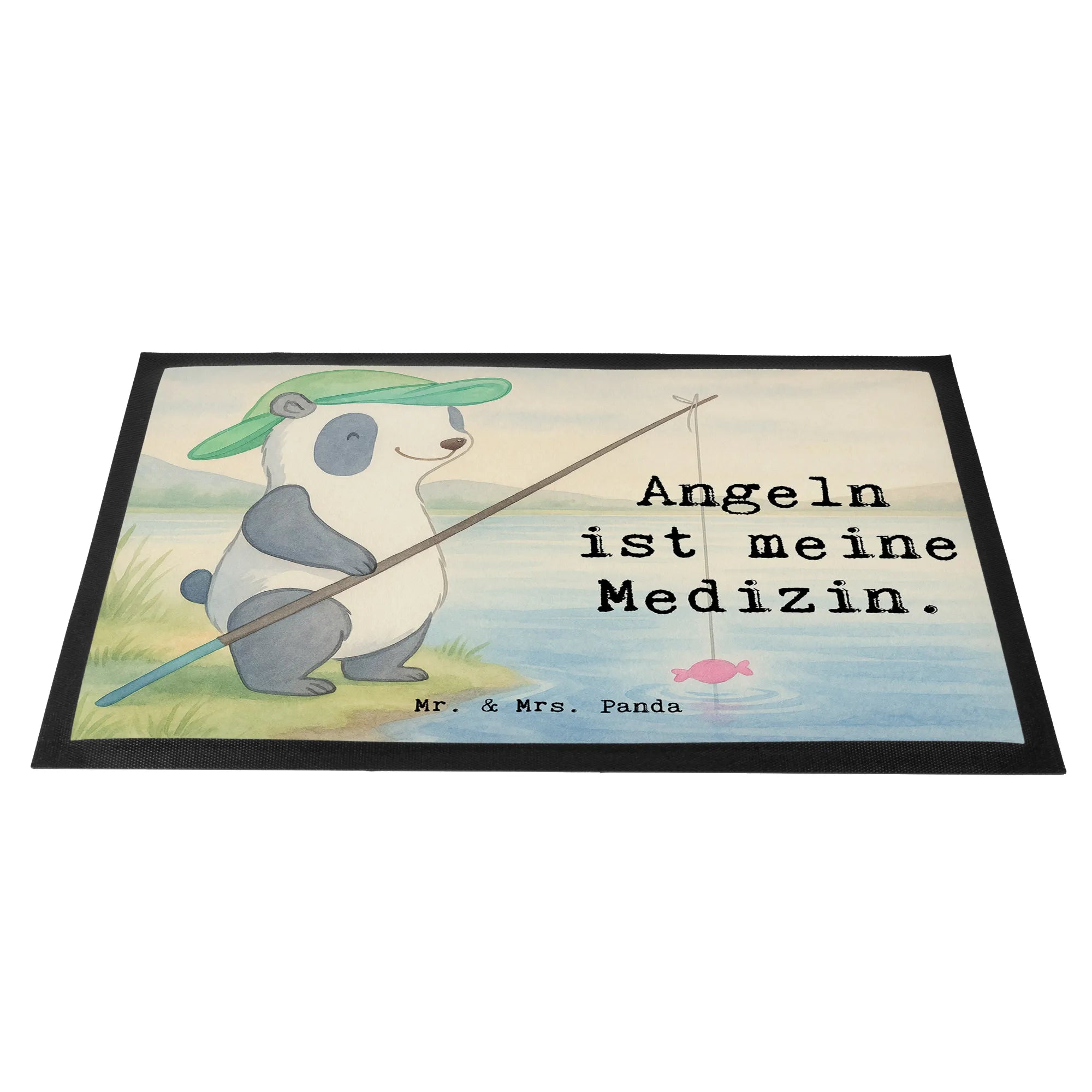 Fußmatte Panda Angeln Design bodenmatte, Fußabtreter, flurmatte, Sauberlaufmatte, Abtreter, Outdoor-Matte, hausmatte, Schmutzfangmatte, Vorleger, abstreifer, Türvorleger, Abtretmatte, Eingangsteppich, Schmutzfänger, Gummimatte, teppichmatte, Gummi-Fußmatte, Haustürmatte, fußmatte, Türmatte, Schmutzfangteppich, Fussmatte, Schuhabstreifer, Eingangsmatte, Bodenvorleger, matte haustür, außenmatte, Fußabstreifer, Schmutzmatte, Geschenk, Schenken, Sport, Sportart, Hobby, Danke, Dankeschön, Auszeichnung, Gewinn, Sportler, Hobbyangler, Angler, Angeln gehen, Angelverein, Angeln, Angelsport