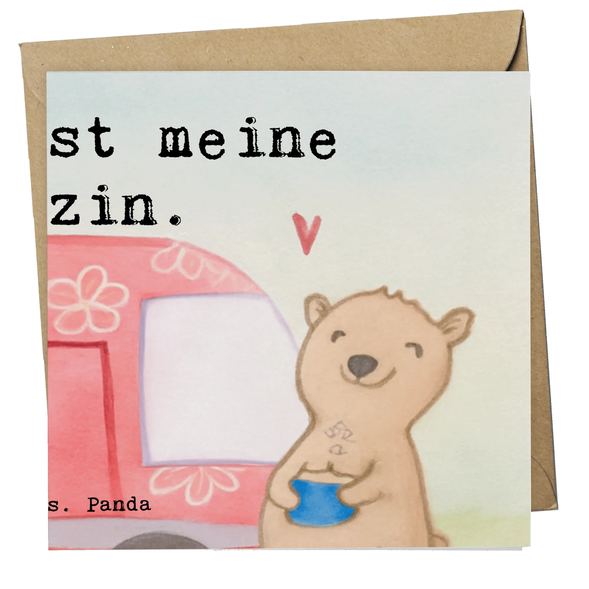 Deluxe Karte Bär Camper Design doppelkarte, Klappkarte, Grußkarte, faltkarte, Glückwunschkarte, anlasskarte, Geschenk, Schenken, Sport, Sportart, Hobby, Danke, Dankeschön, Auszeichnung, Gewinn, Sportler, Campingplatz, Wohnmobil, Roadtrip, Zelten, Urlaub, Camper, Campen