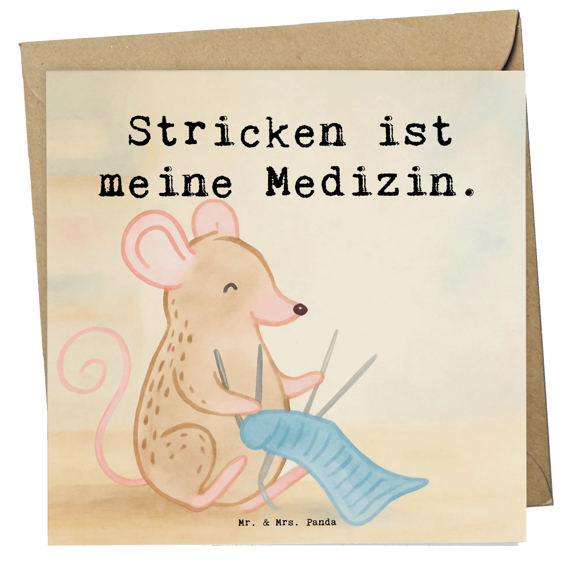 Deluxe Karte Maus Stricken Design Grußkarte, Klappkarte, anlasskarte, Glückwunschkarte, faltkarte, doppelkarte, Geschenk, Schenken, Sport, Sportart, Hobby, Danke, Dankeschön, Auszeichnung, Gewinn, Sportler, DIY, Stricken