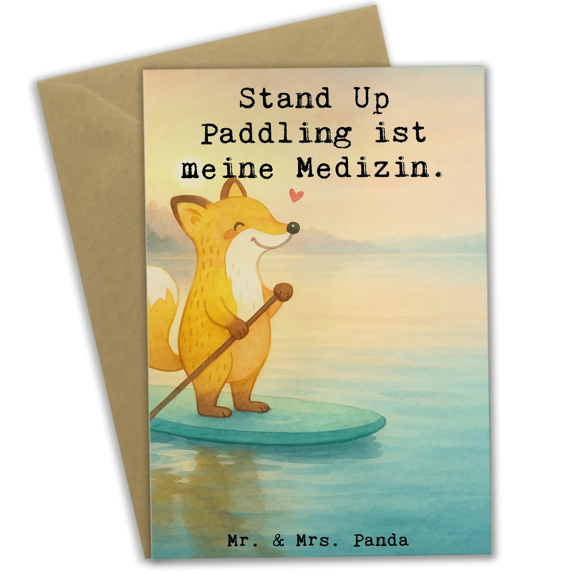 Greetings card Fox Stand up paddling Design Gift, giving, thank you, award, profit, athlete