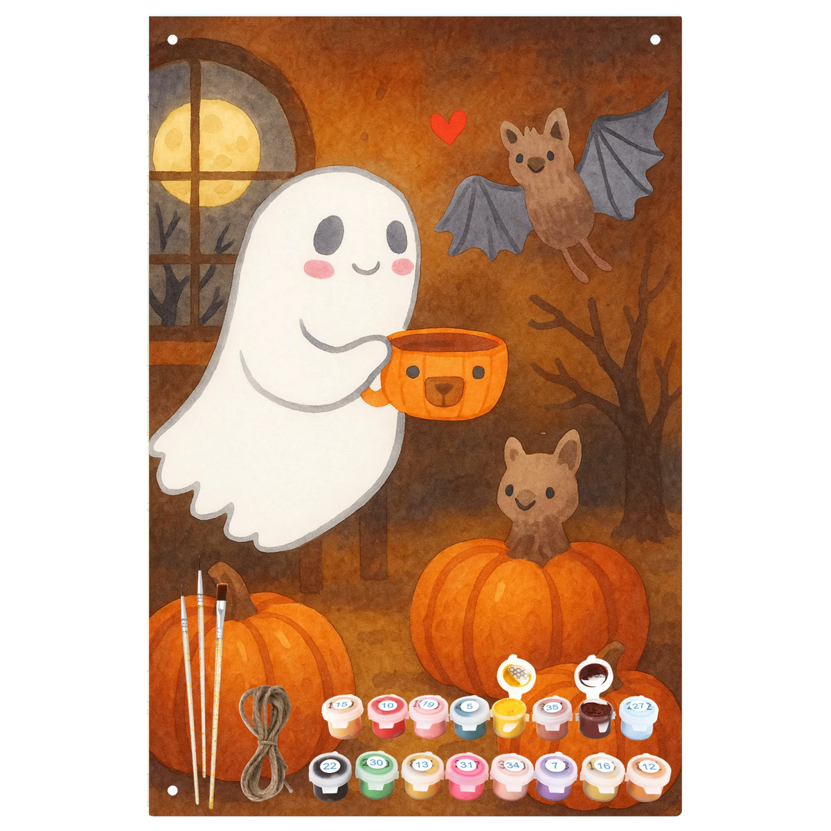 Paint by Numbers Metal Sign Ghost Coffee Design Halloween, decoration, Martin singing, decor, gifts, giving
